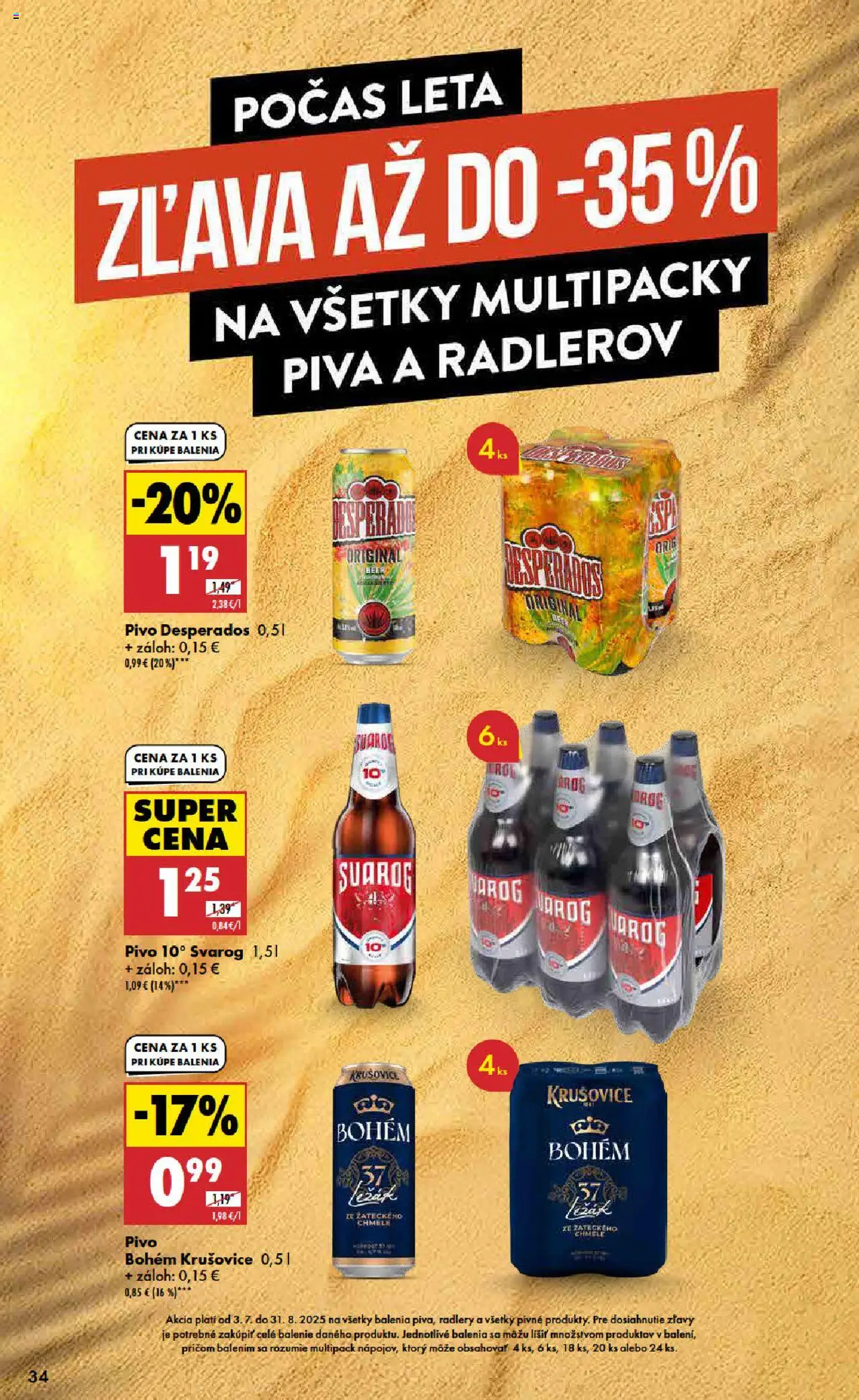 Biedronka leták │ platný od 31.07.2025 | Strana: 34 | Produkty: Pivo, Desperados, Krušovice