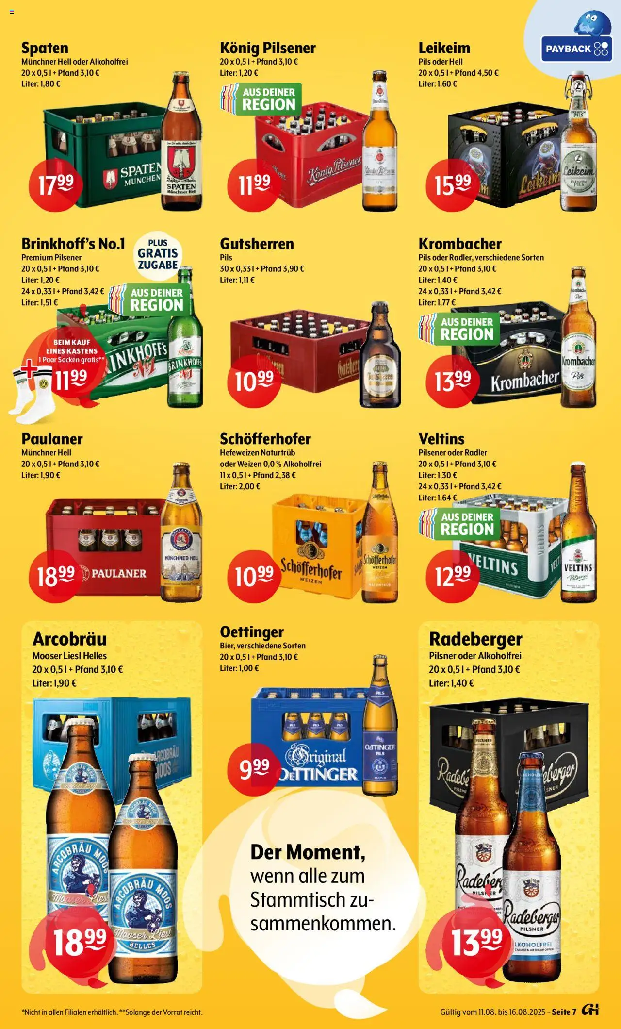 Trink und Spare Prospekt 	 - gültig ab dem 11.08.2025 | Seite: 7 | Produkte: Pils, Krombacher, Paulaner, Veltins