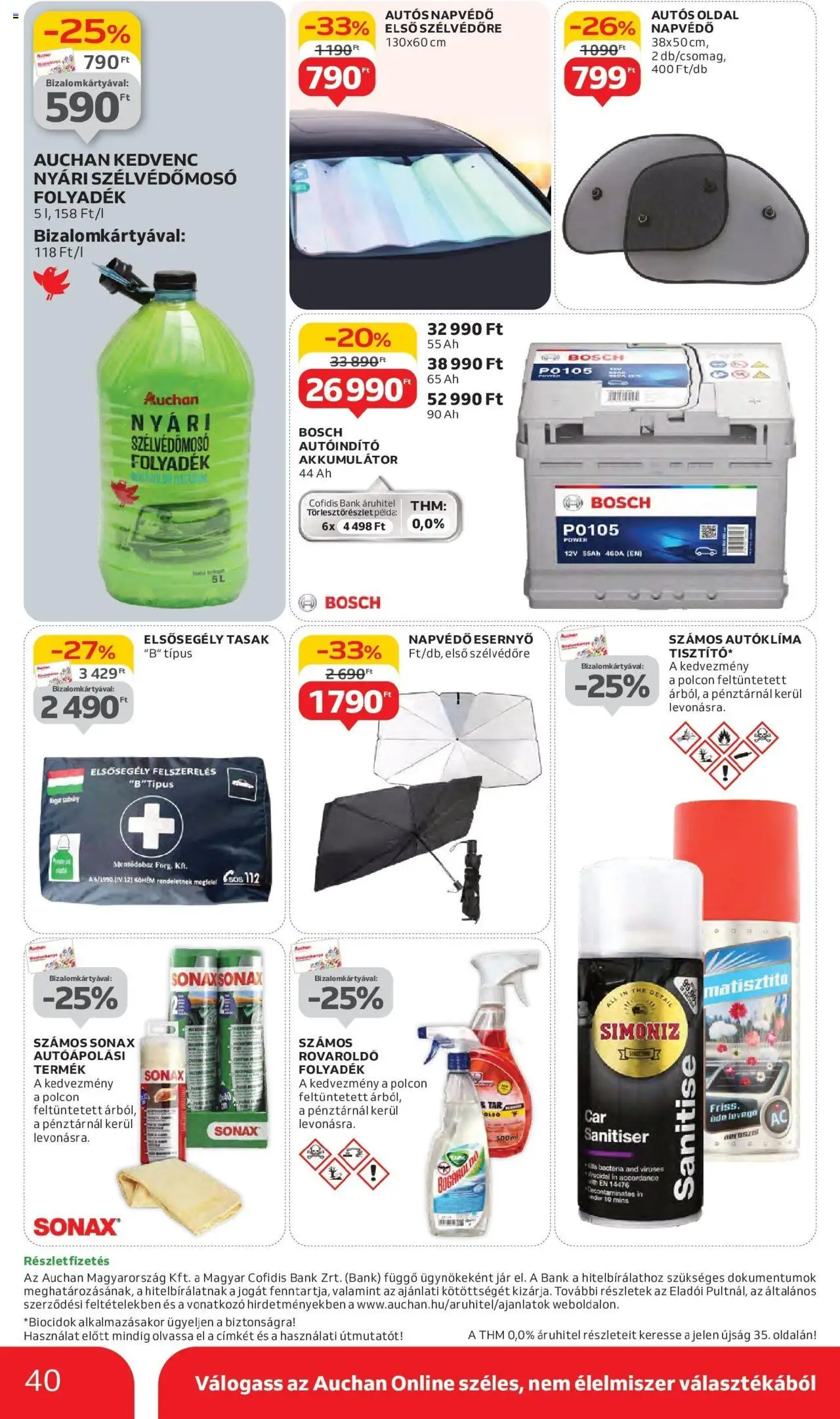 Auchan akciós ujság - amely érvényes a következő dátumtól: 05.06.2025 | Oldal: 40 | Termékek: Esernyő, Autó akkumulátor, Akkumulátor