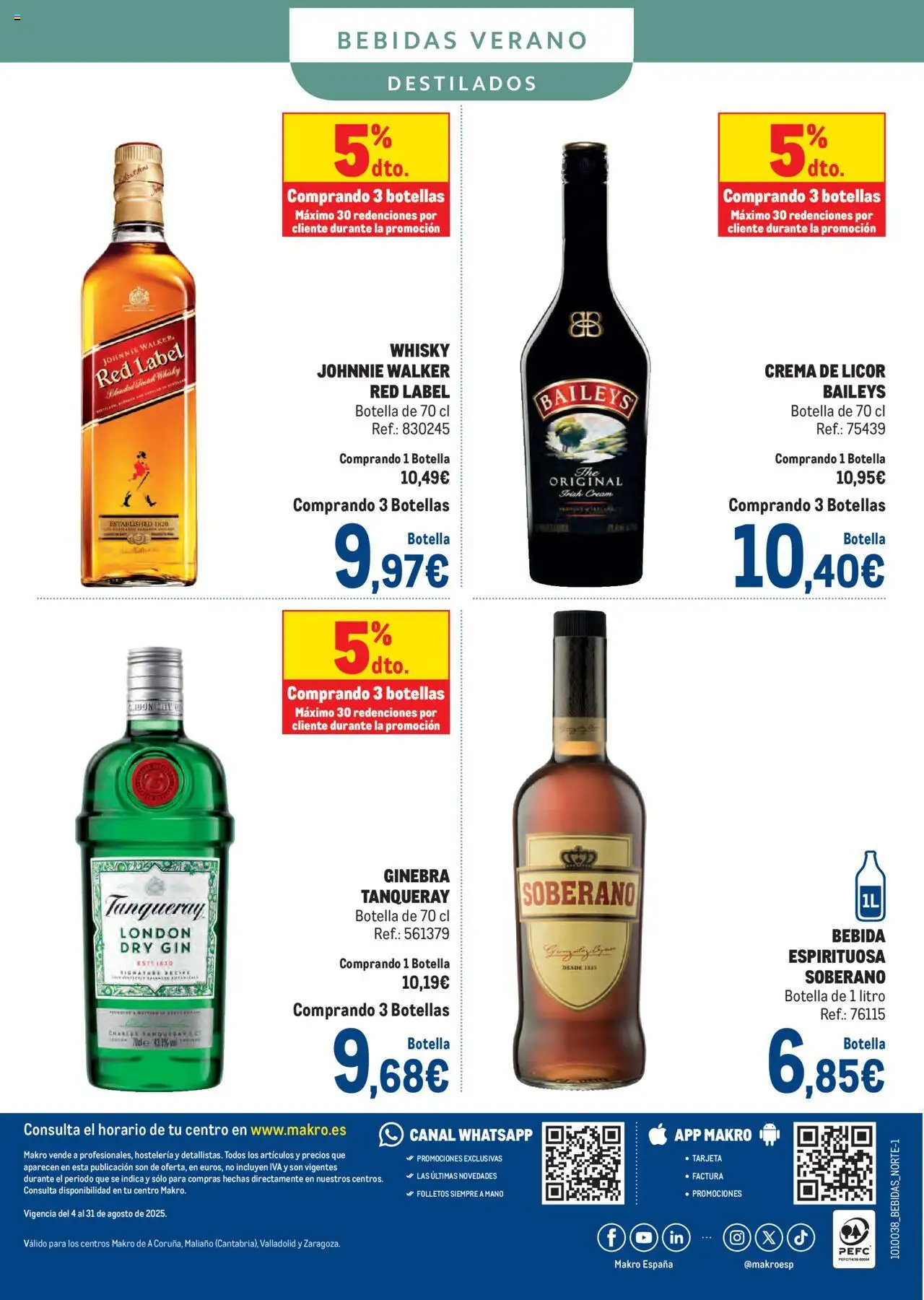 Makro - Bebidas Especial Verano Norte │ válido desde el 04.08.2025 | Página: 32 | Productos: Licor, Ginebra, Crema, Whisky
