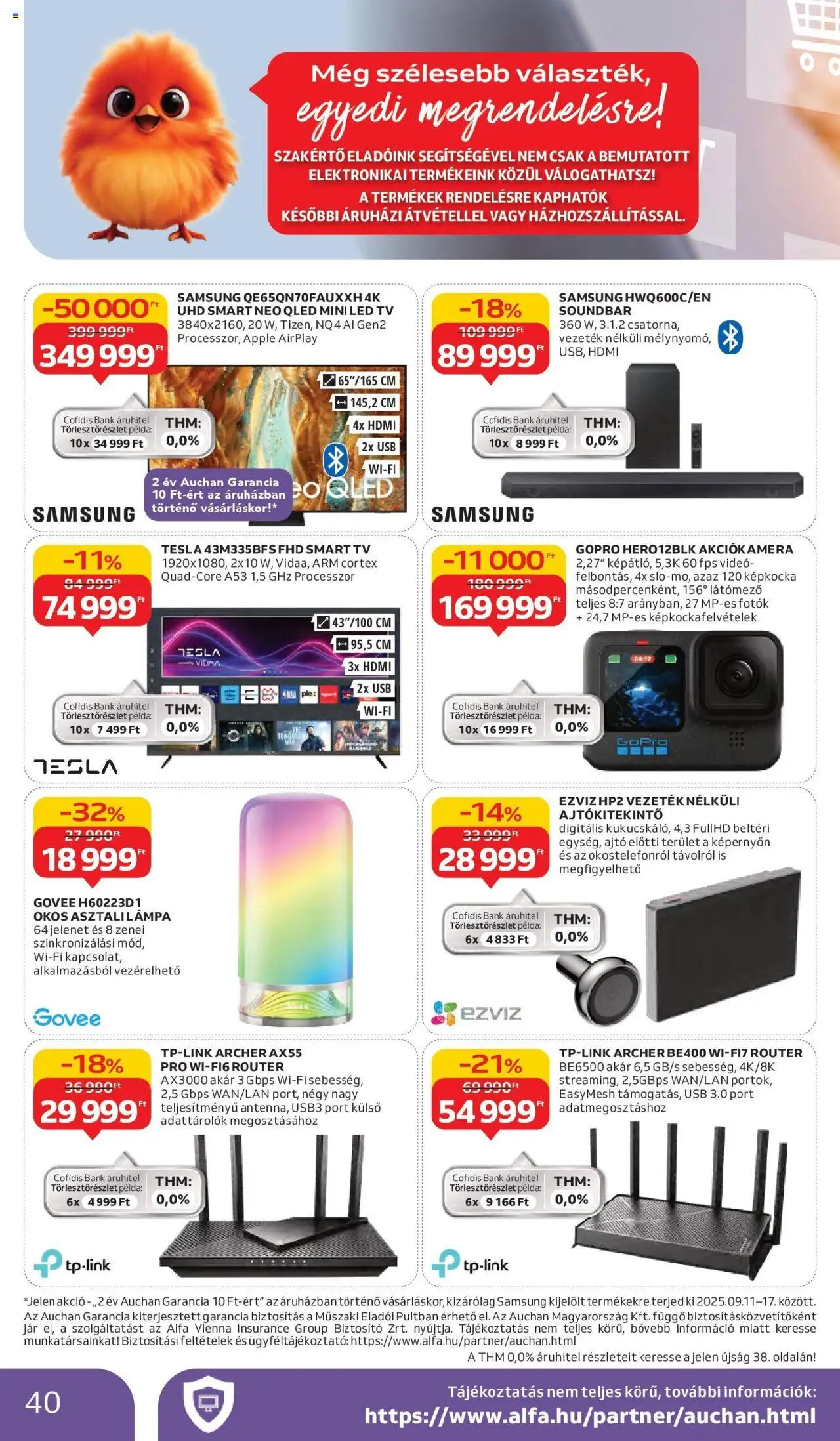 Auchan akciós ujság - amely érvényes a következő dátumtól: 11.09.2025 | Oldal: 40 | Termékek: Videó, USB, Akciókamera, Soundbar