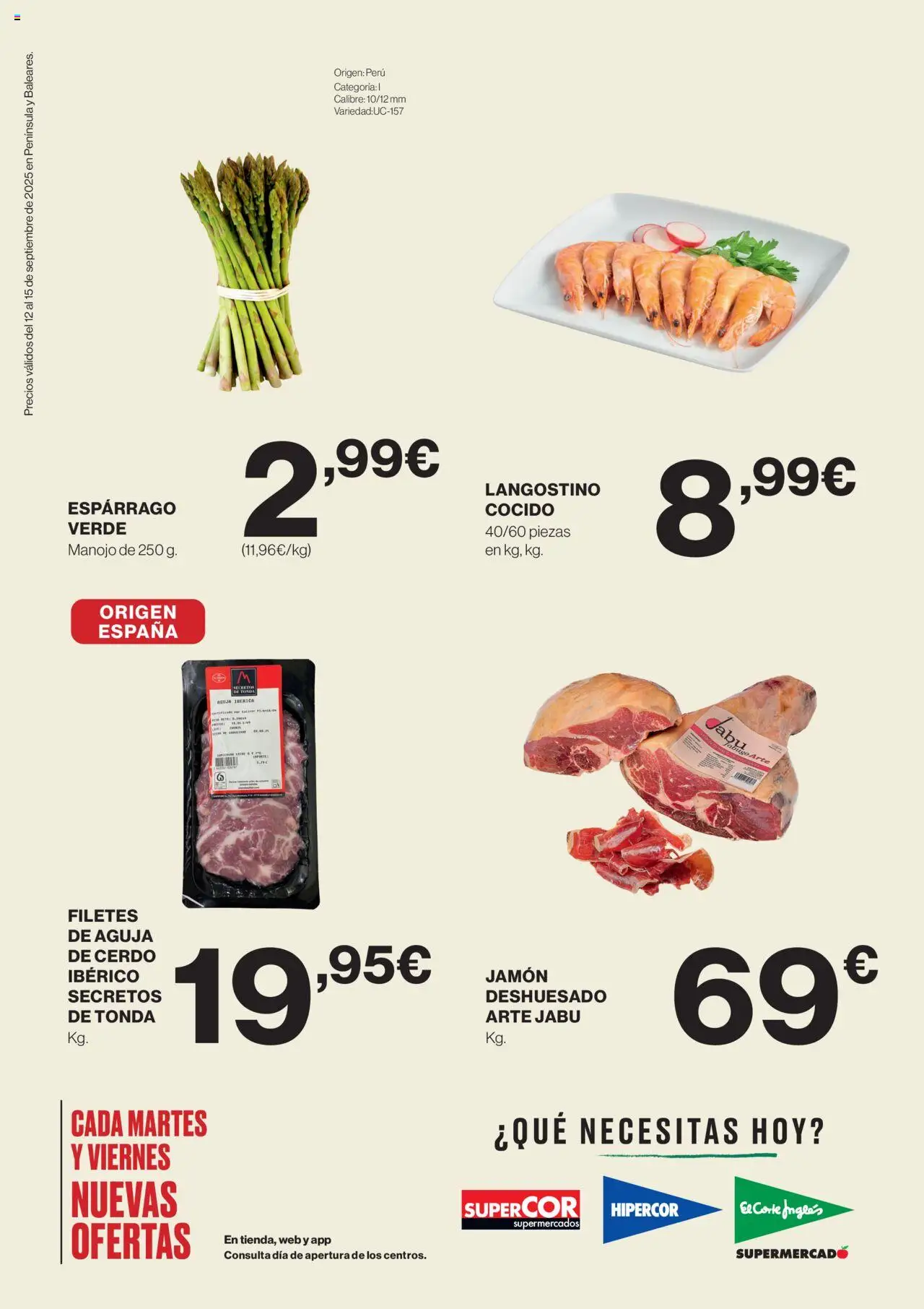 Hipercor catálogo │ válido desde el 12.09.2025 | Página: 2 | Productos: Jamón, Cerdo, Langostino