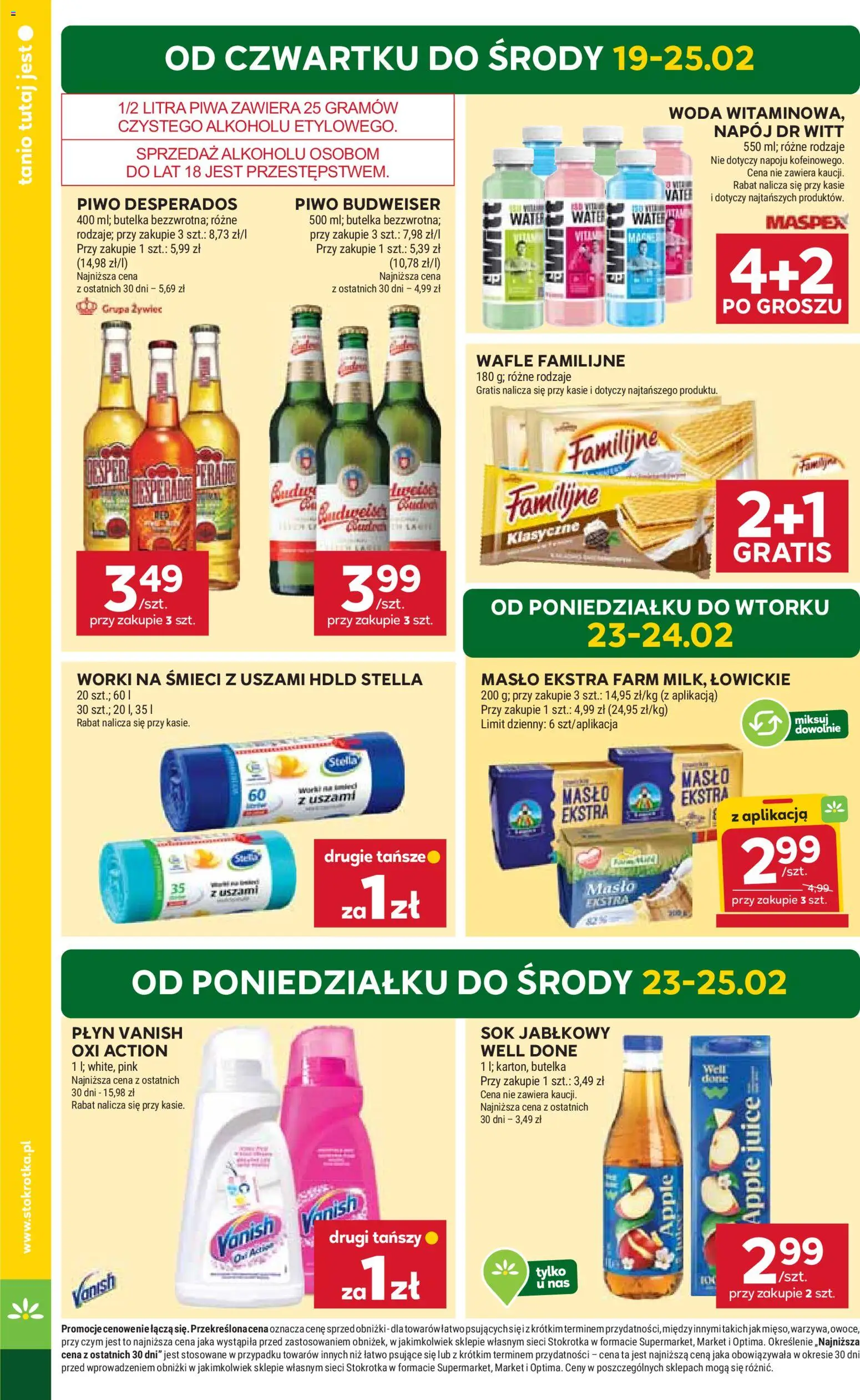 Stokrotka Gazetka od 19.02.2026 | Strona: 6 | Produkty: Vanish, Wafle, Piwo Desperados, Sok