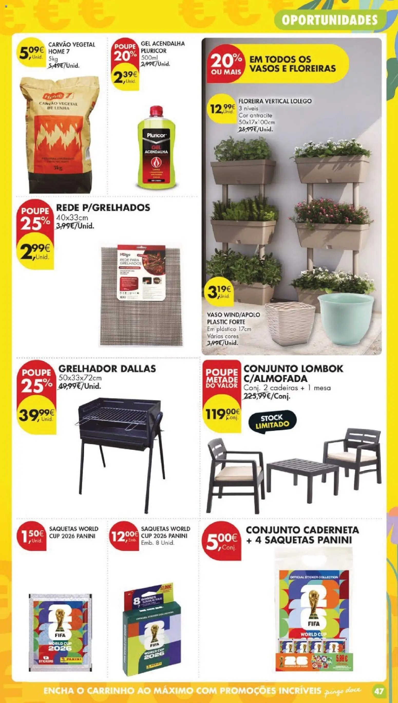 Pingo Doce folheto │ válido de 28.04.2026 | Página: 53 | Produtos: Cadeiras, Carvão vegetal, Mesa, Vaso