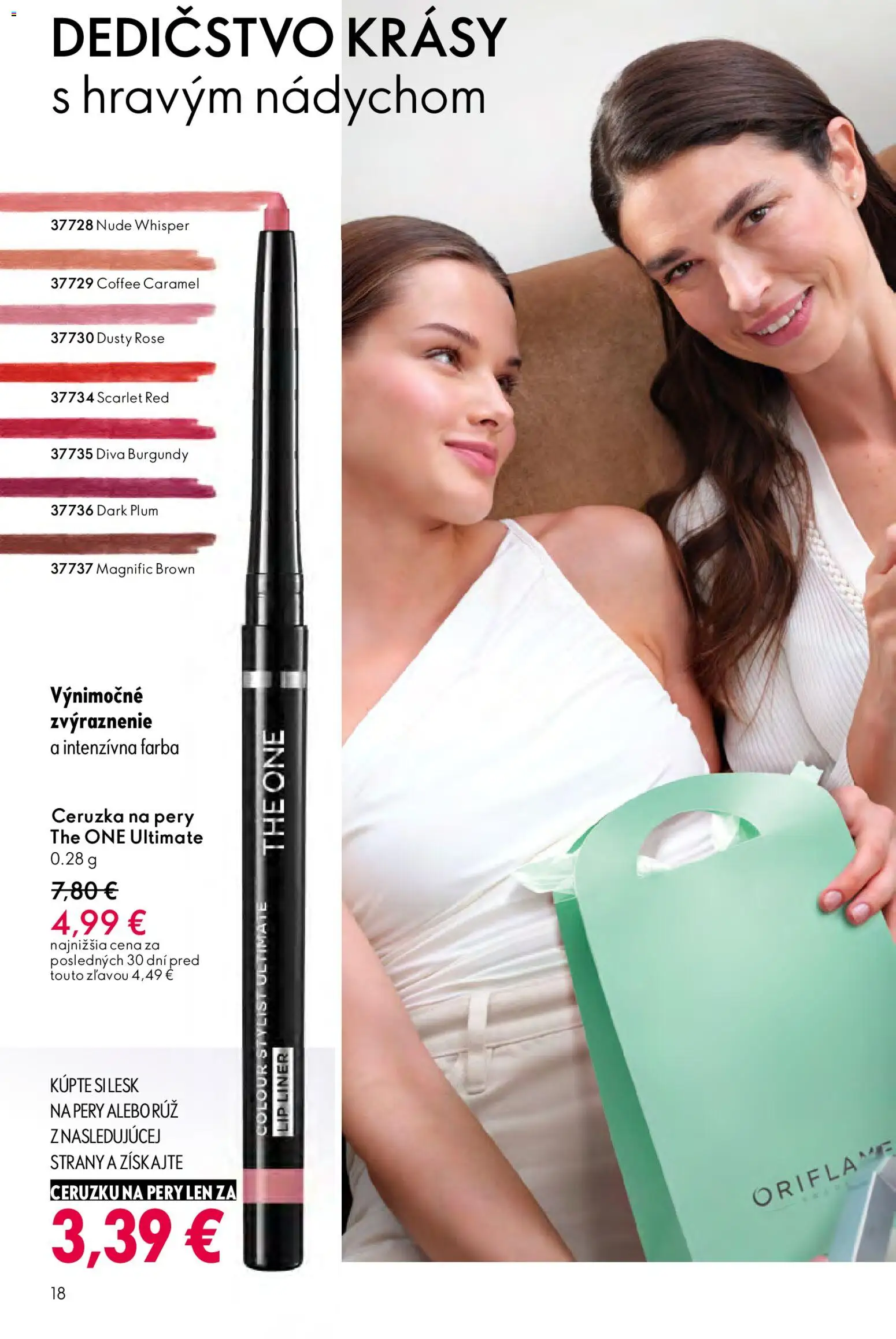 Nové Oriflame akcie – leták je platný od 06.05.2026 | Strana: 18 | Produkty: Lesk na pery, Ceruzka
