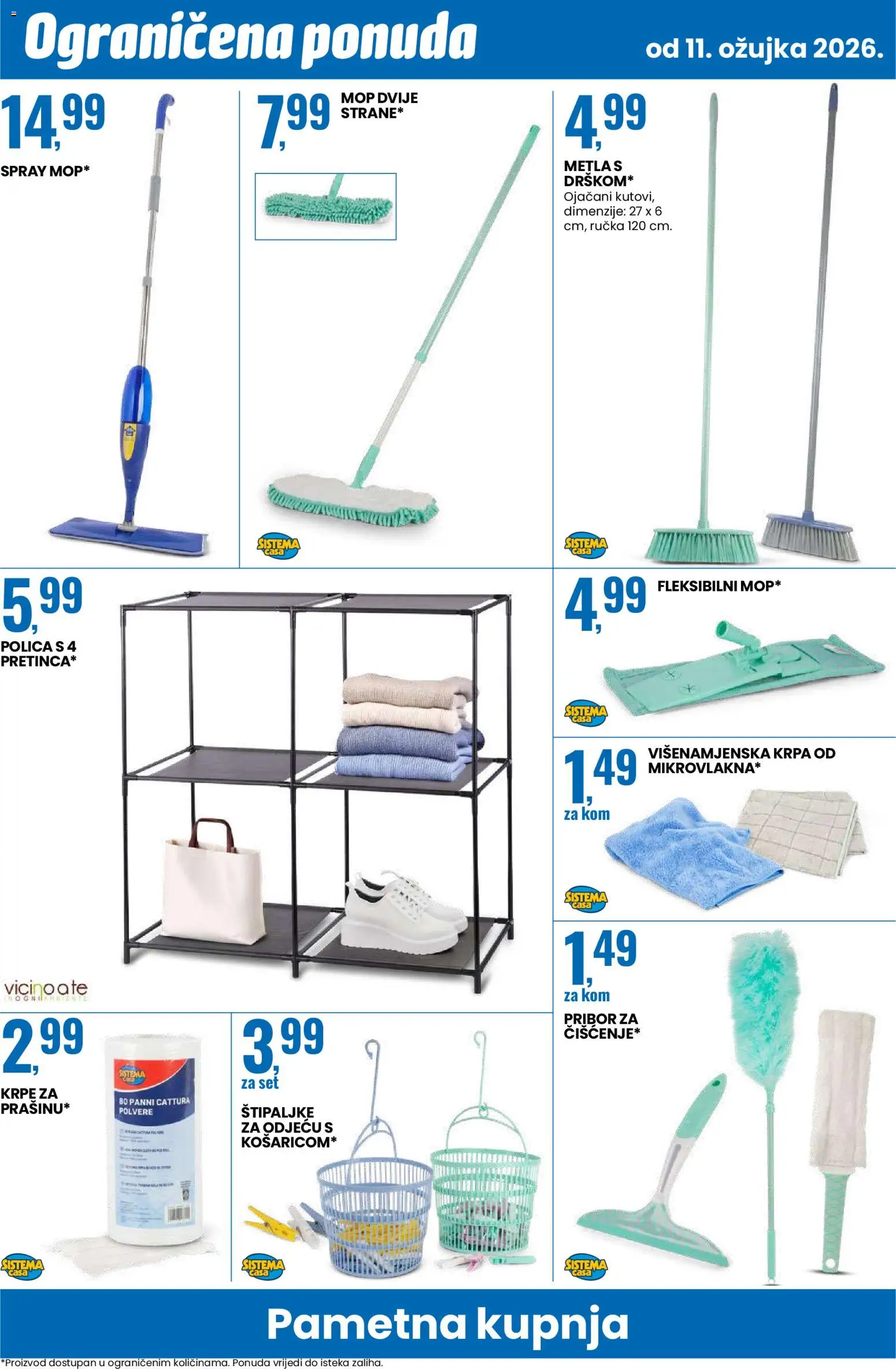 Eurospin katalog | vrijedi od 11.03.2026 | Stranica: 18 | Proizvodi: Polica, Metla, Mop, Štipaljke