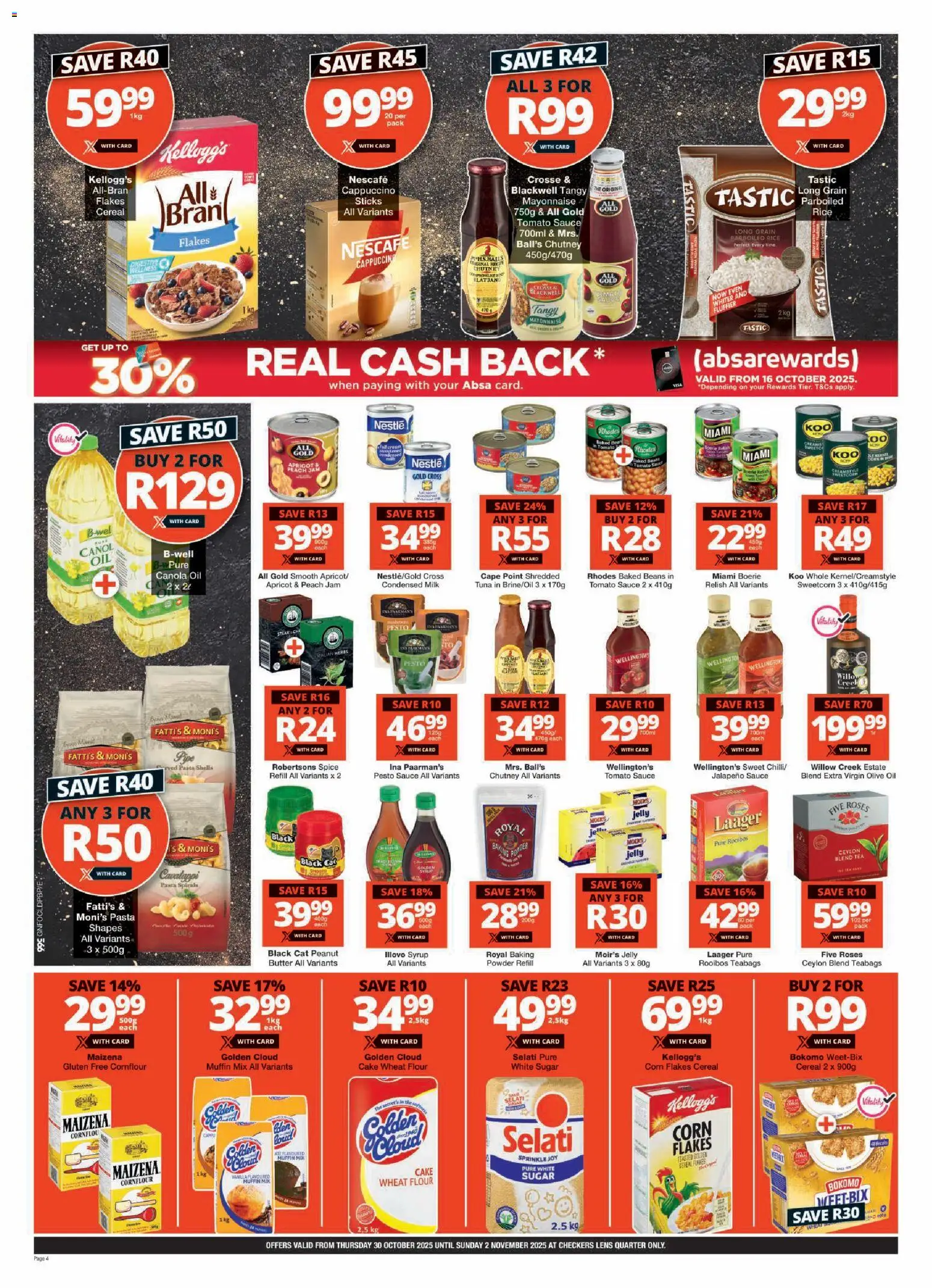 New Checkers catalogue – valid from 30.10.2025 | Page: 4 | Products: Jam, Powder, Syrup, Sauce