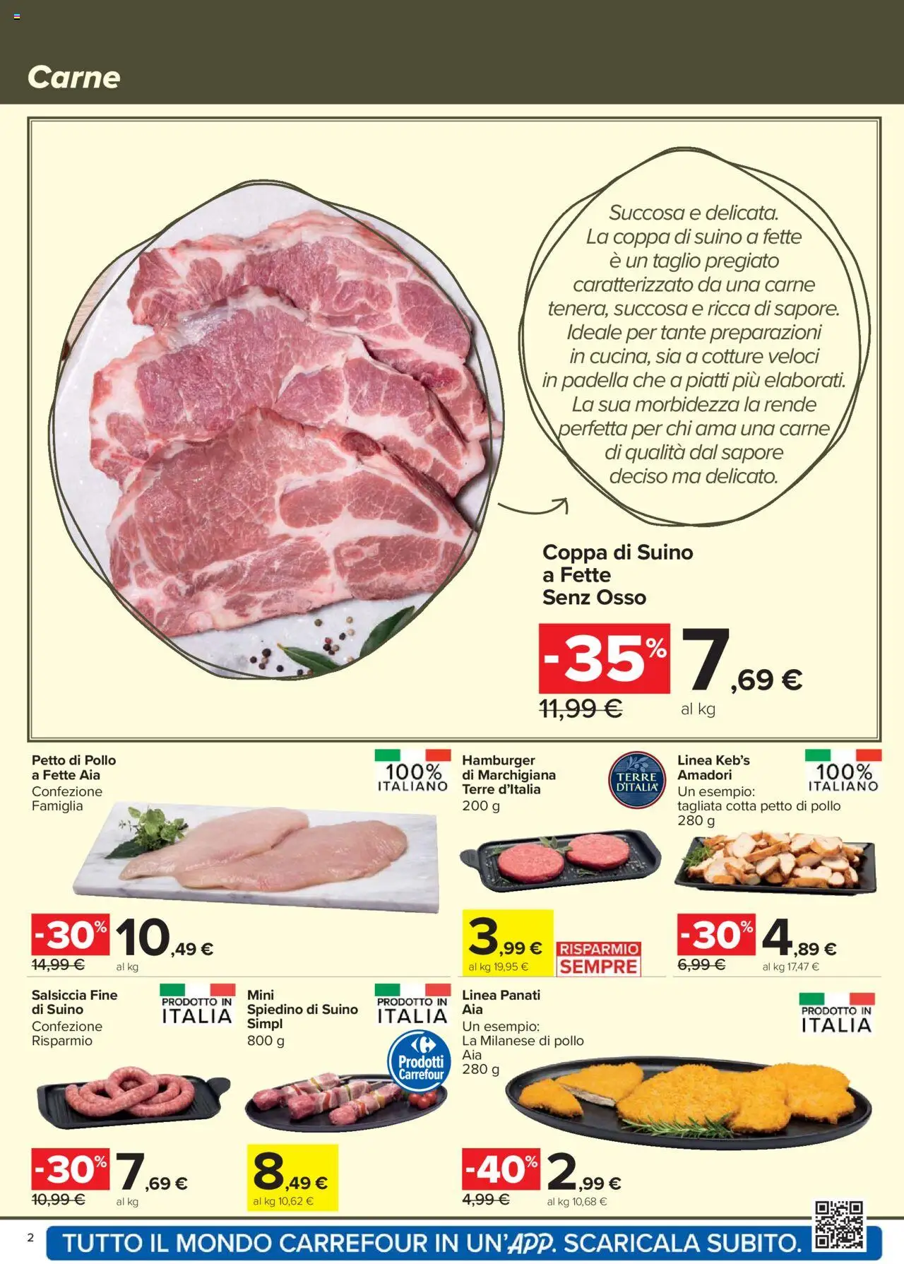 Volantino Carrefour del 21.08.2025 | Pagina: 2 | Prodotti: Suino, Salsiccia, Padella, Hamburger