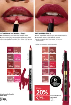 Pré-visualização BATOM PARA LÁBIOS, Ponta angulada de precisão para uma aplicação precisa. Fórmula de sensação leve que não acumula. Uma cor mate de alto impacto que permanece até 10 horas* válido de 01.03.2026 | Página: 53 | Produtos: Blush, Delineador, Batom