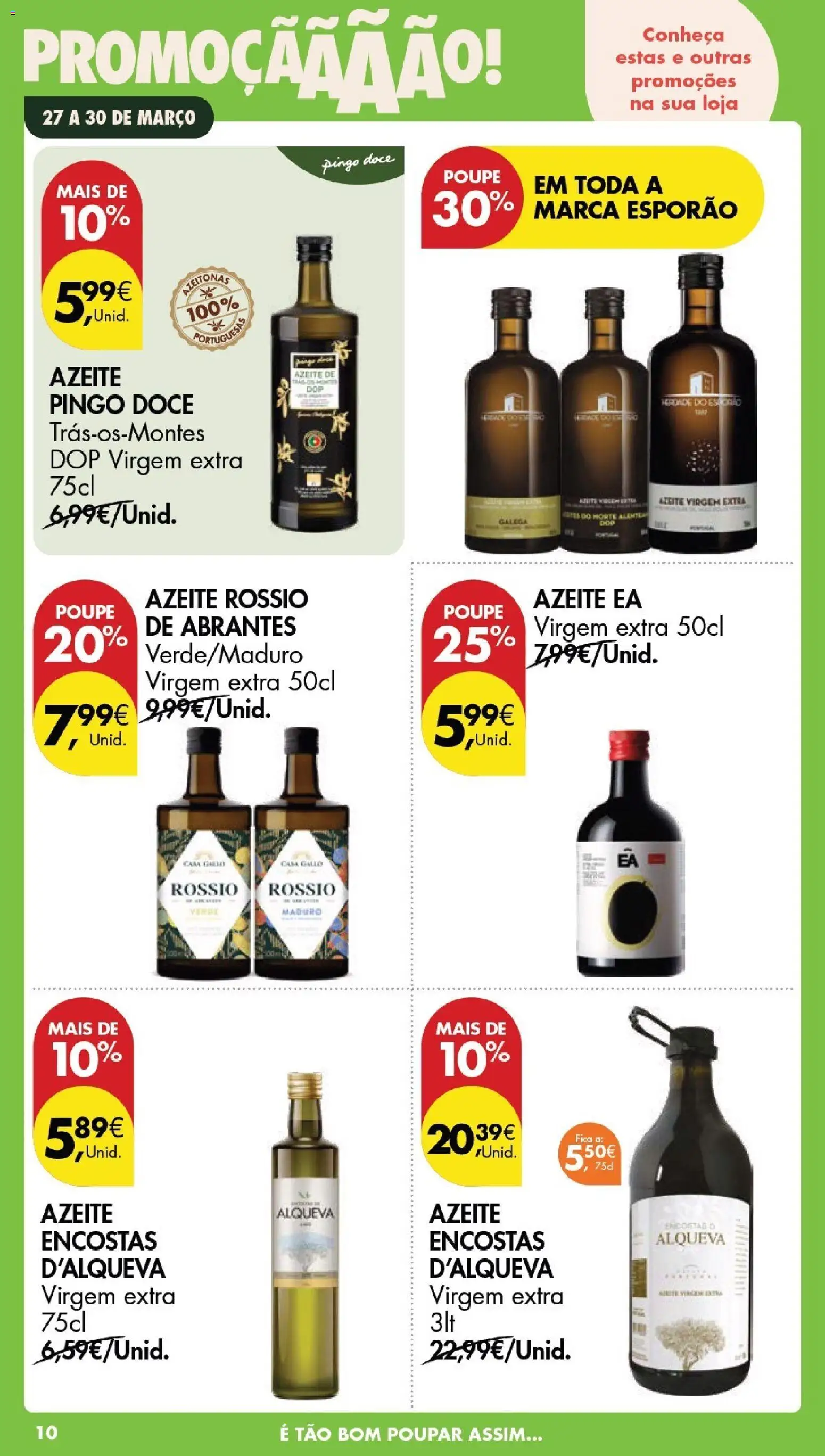 Pingo Doce Poupe este Fim de Semana │ válido de 27.03.2026 | Página: 10 | Produtos: Azeite, Azeitonas, Cama, Leite