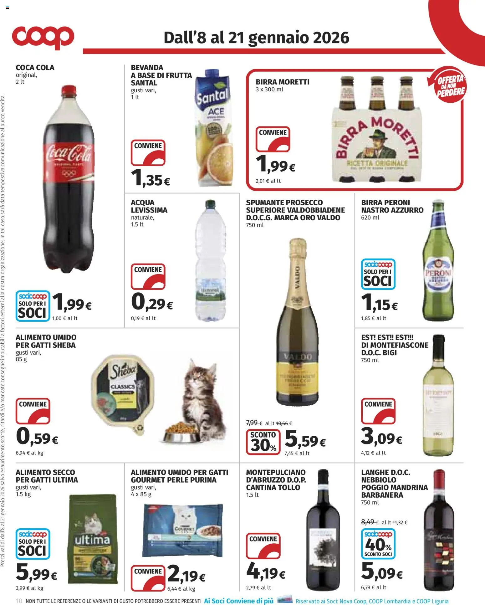 Volantino COOP del 08.01.2026 | Pagina: 10 | Prodotti: Birra, Prosecco, Acqua, Data