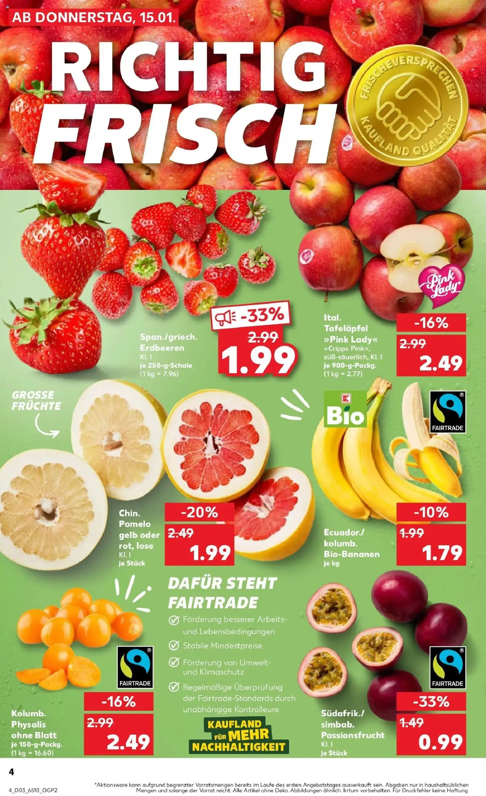 Kaufland prospekt Lengerich	 – gültig ab 15.01.2026 | Seite: 4 | Produkte: Erdbeeren