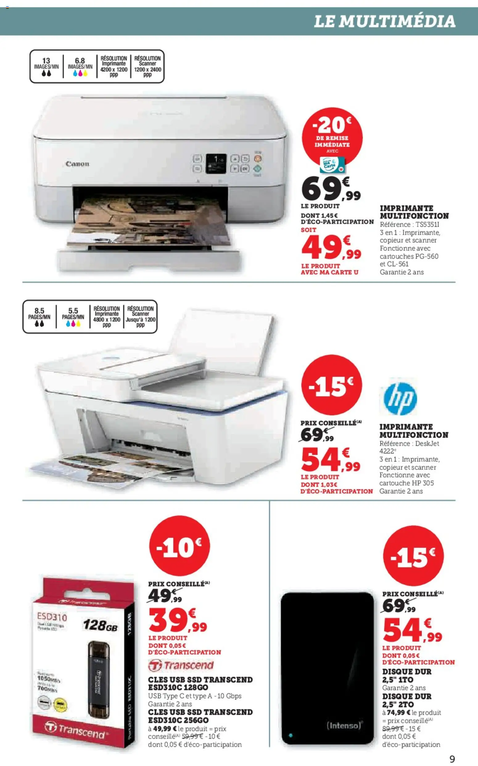 {H1} | Page: 9 | Produits: Imprimante, USB, Cartouche HP 305, Cartouche