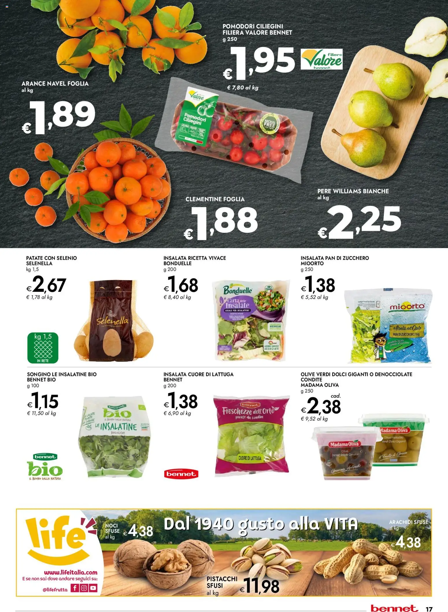 Volantino bennet del 27.11.2025 | Pagina: 17 | Prodotti: Arance, Insalata, Pomodori, Arachidi