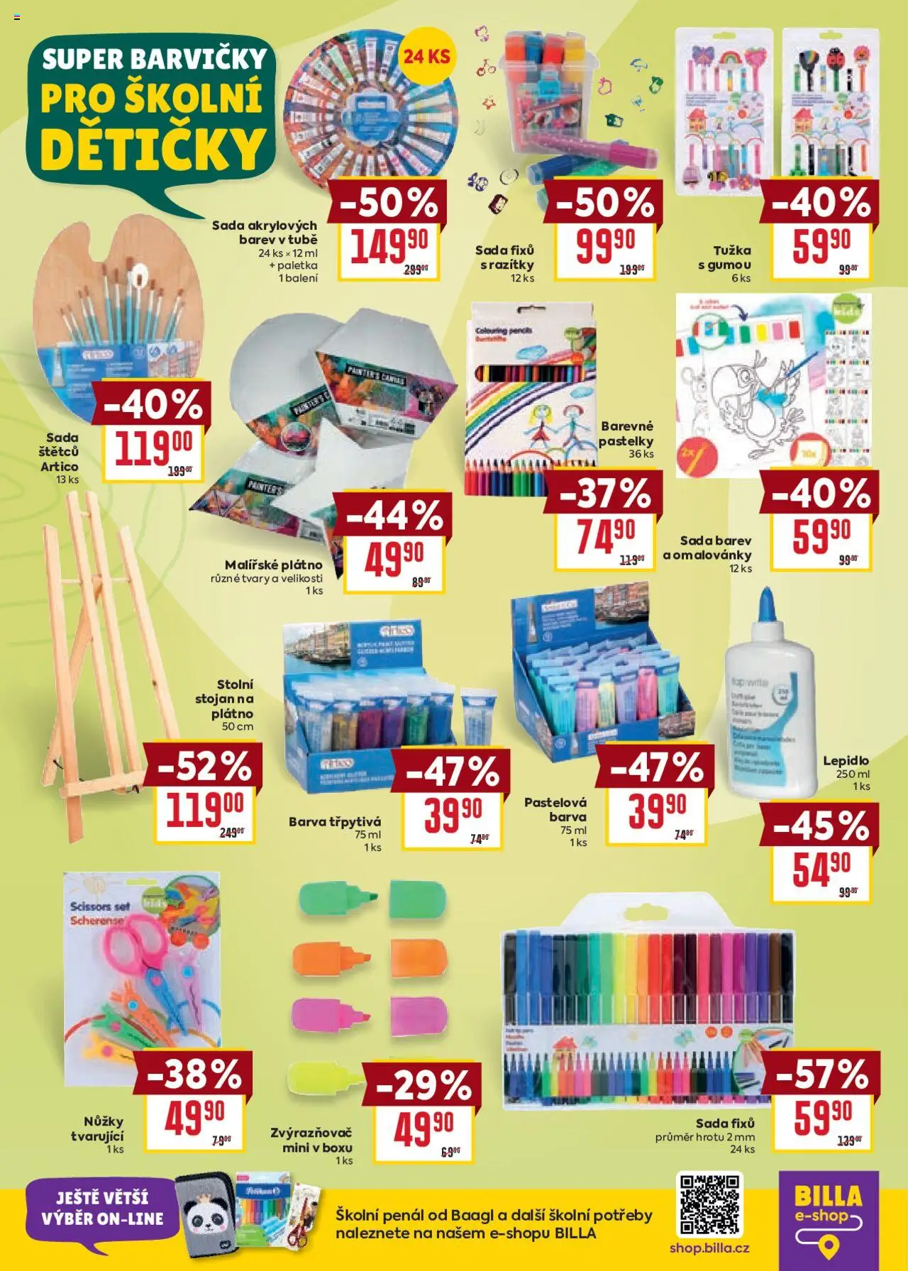 Billa Velký leták od 20.08.2025 | Strana: 15 | Produkty: Penál, Pastelky, Nůžky, Školní potřeby