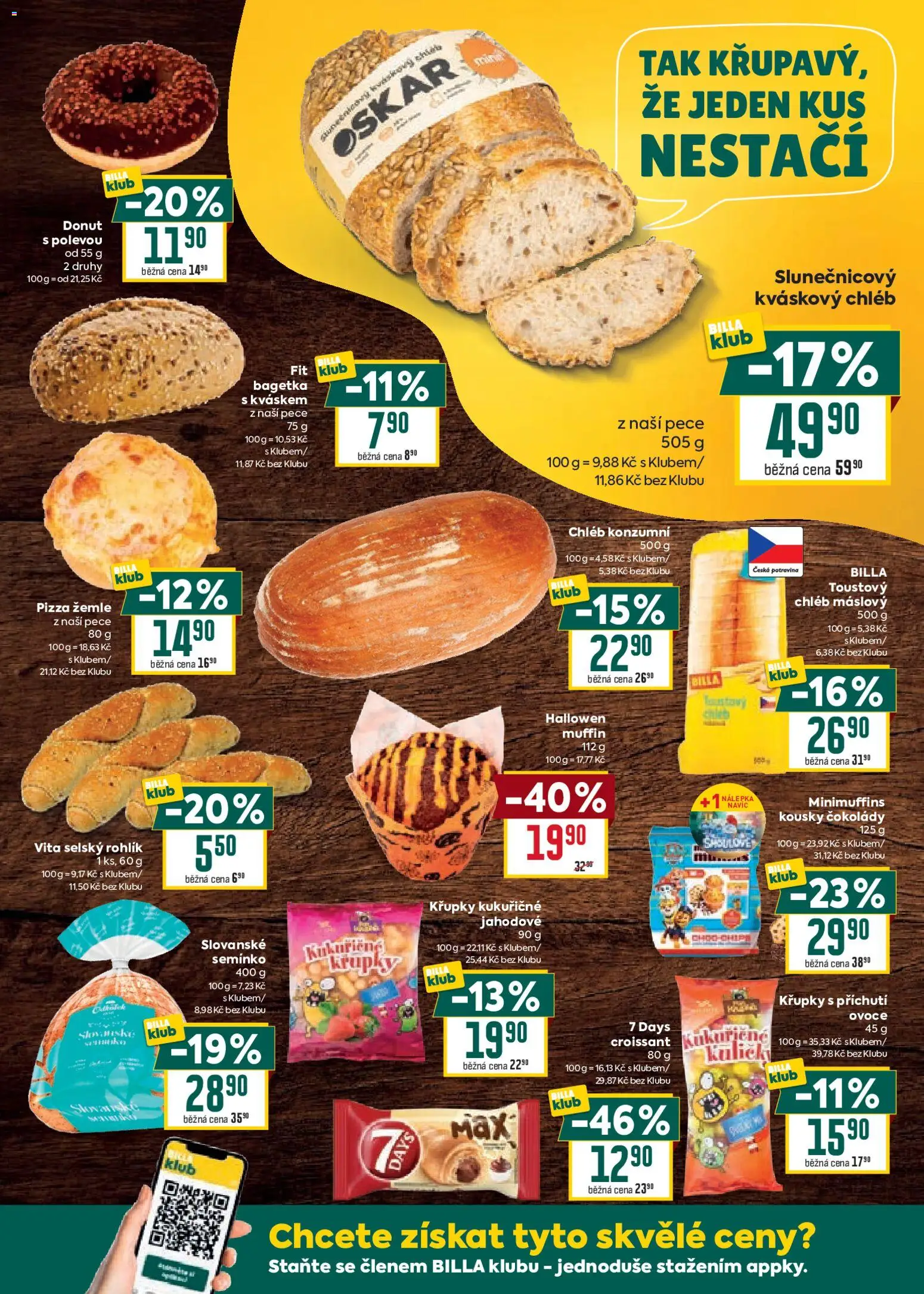 Billa Velký leták od 29.10.2025 | Strana: 7 | Produkty: Donut, Rohlík, Croissant, Křupky