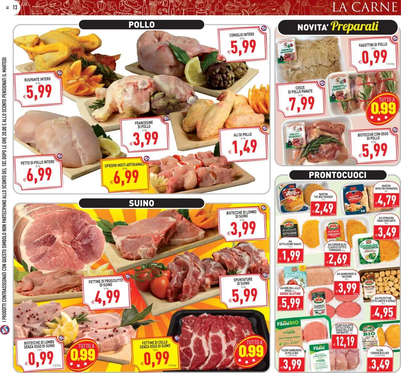 Volantino PIM Supermercati del 25.07.2025 | Pagina: 13 | Prodotti: Pollo, Suino, Prosciutto, Hamburger