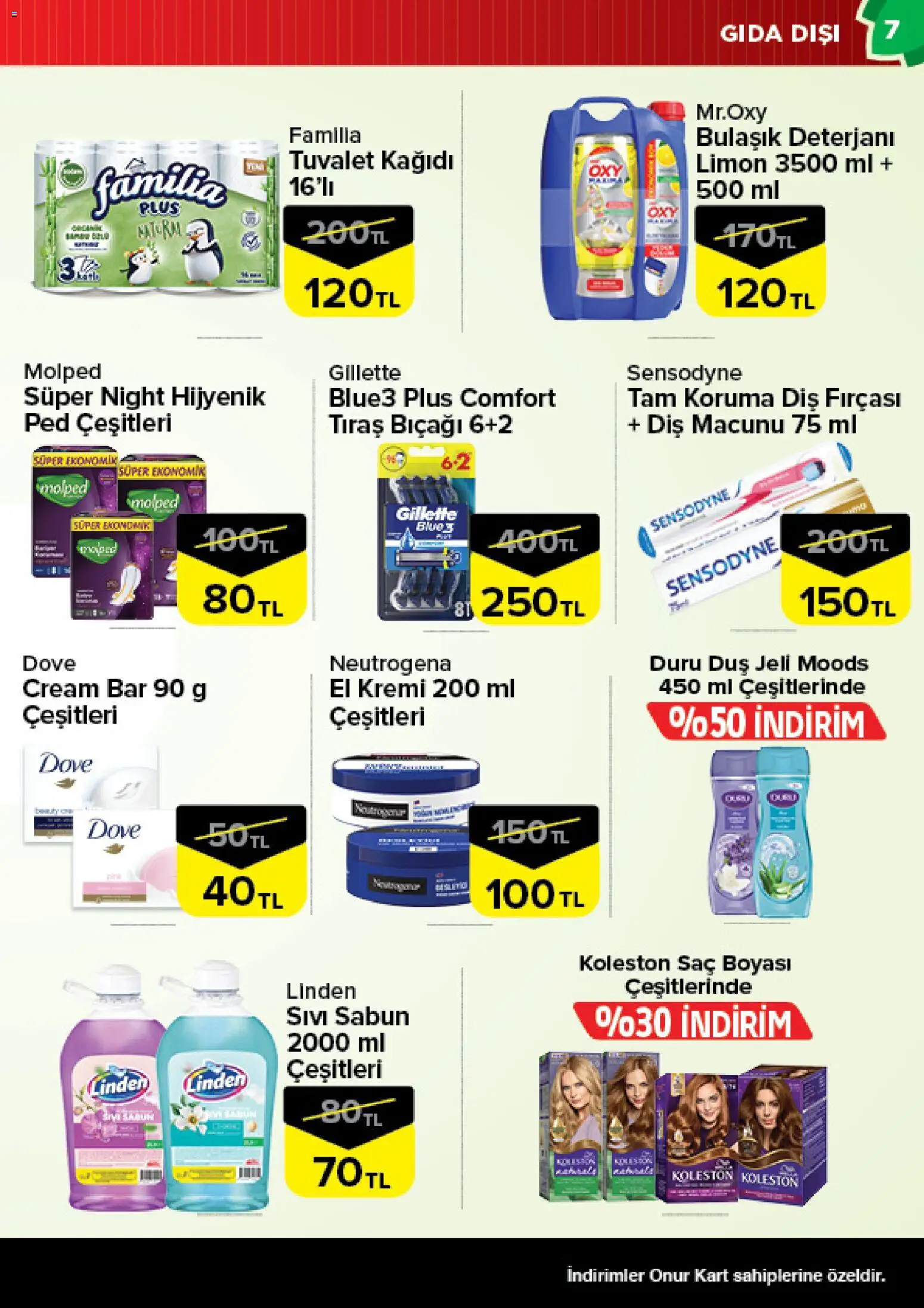 Onur Market Katalog - 24.02.2026 tarihinden itibaren geçerlidir | Sayfa: 7 | Ürünler: Duş jeli, Diş macunu, Diş fırçası, Tuvalet kağıdı