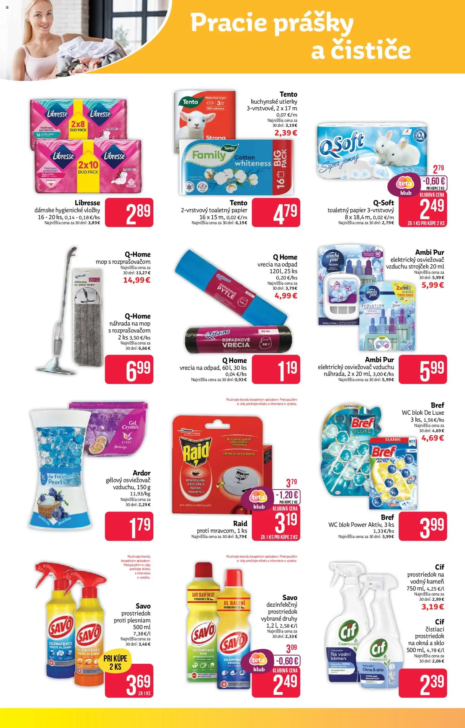 Nové Teta drogerie akcie – leták je platný od 27.04.2026 | Strana: 14 | Produkty: Osviežovač vzduchu, Strojček, Mop, Wc blok