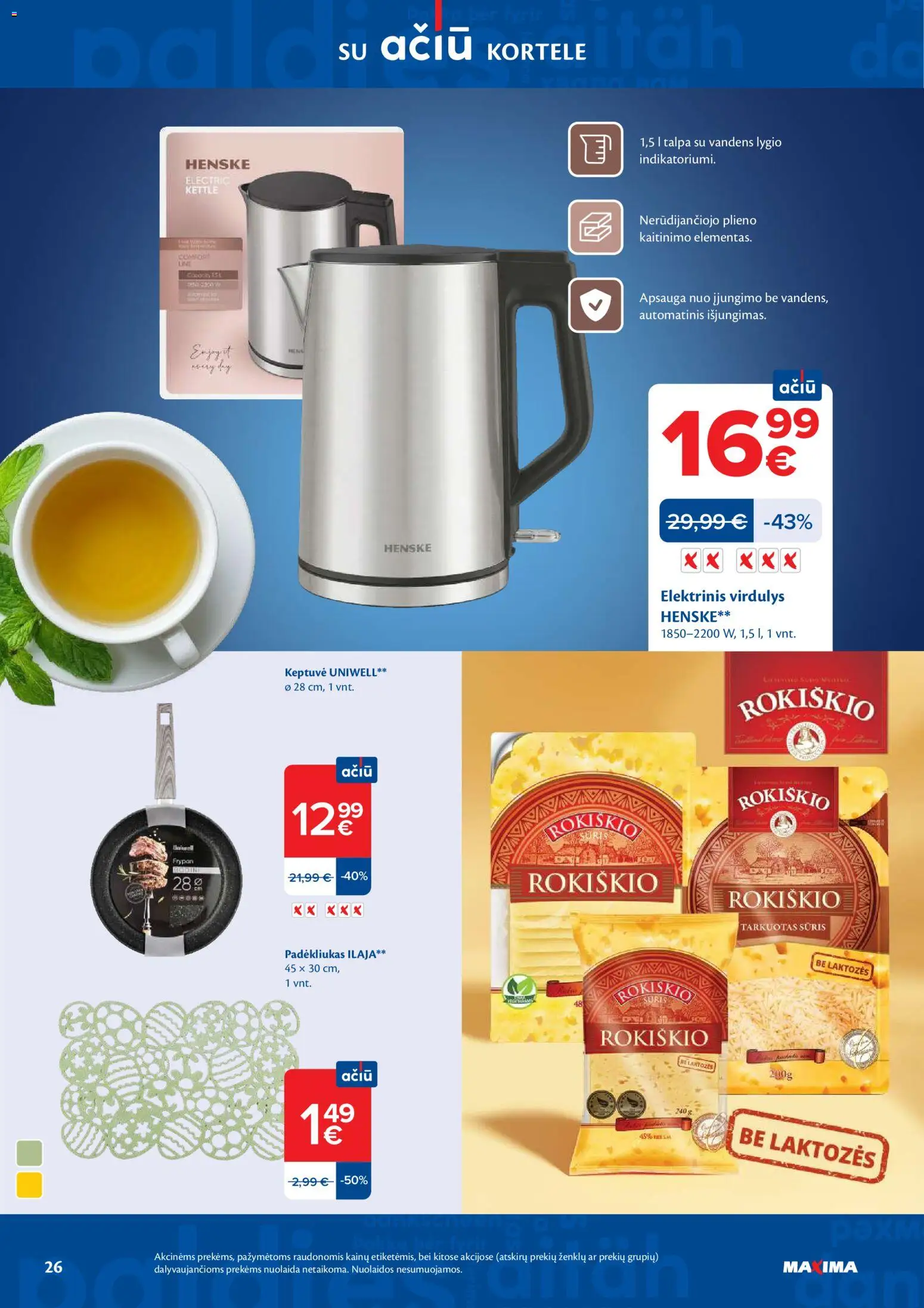 MAXIMA akcijos nuo 10.03.2026 | Puslapis: 26 | Prekių: Keptuvė, Sūris, Virdulys