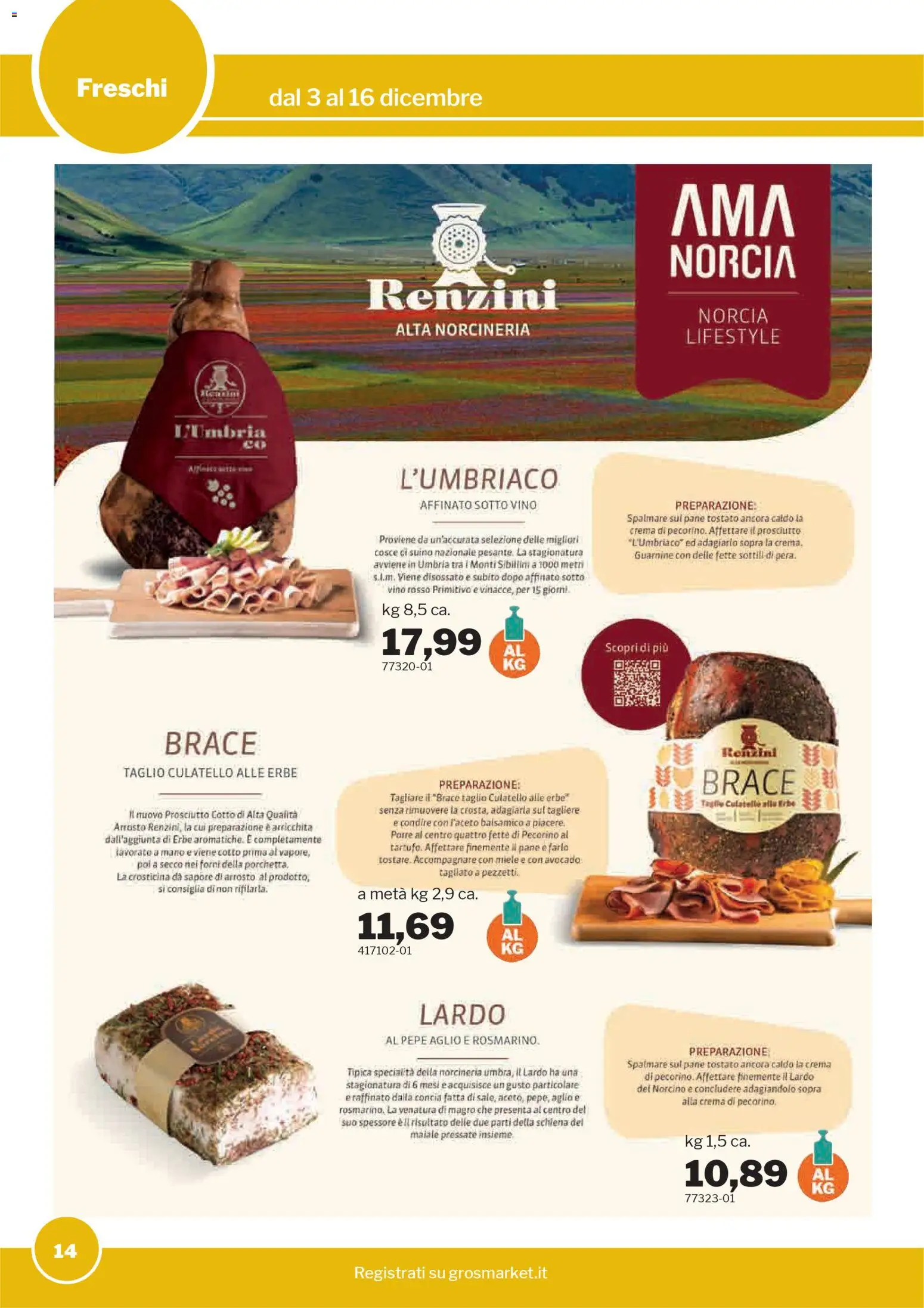 Volantino Sogegross del 03.12.2025 | Pagina: 14 | Prodotti: Arrosto, Pane, Maiale, Vino