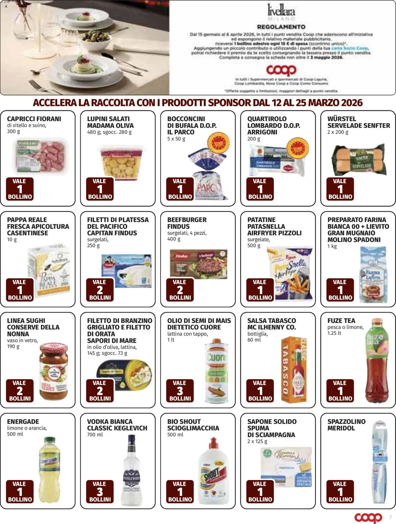 Volantino COOP del 12.03.2026 | Pagina: 7 | Prodotti: Sapone, Spazzolino, Tè, Orata