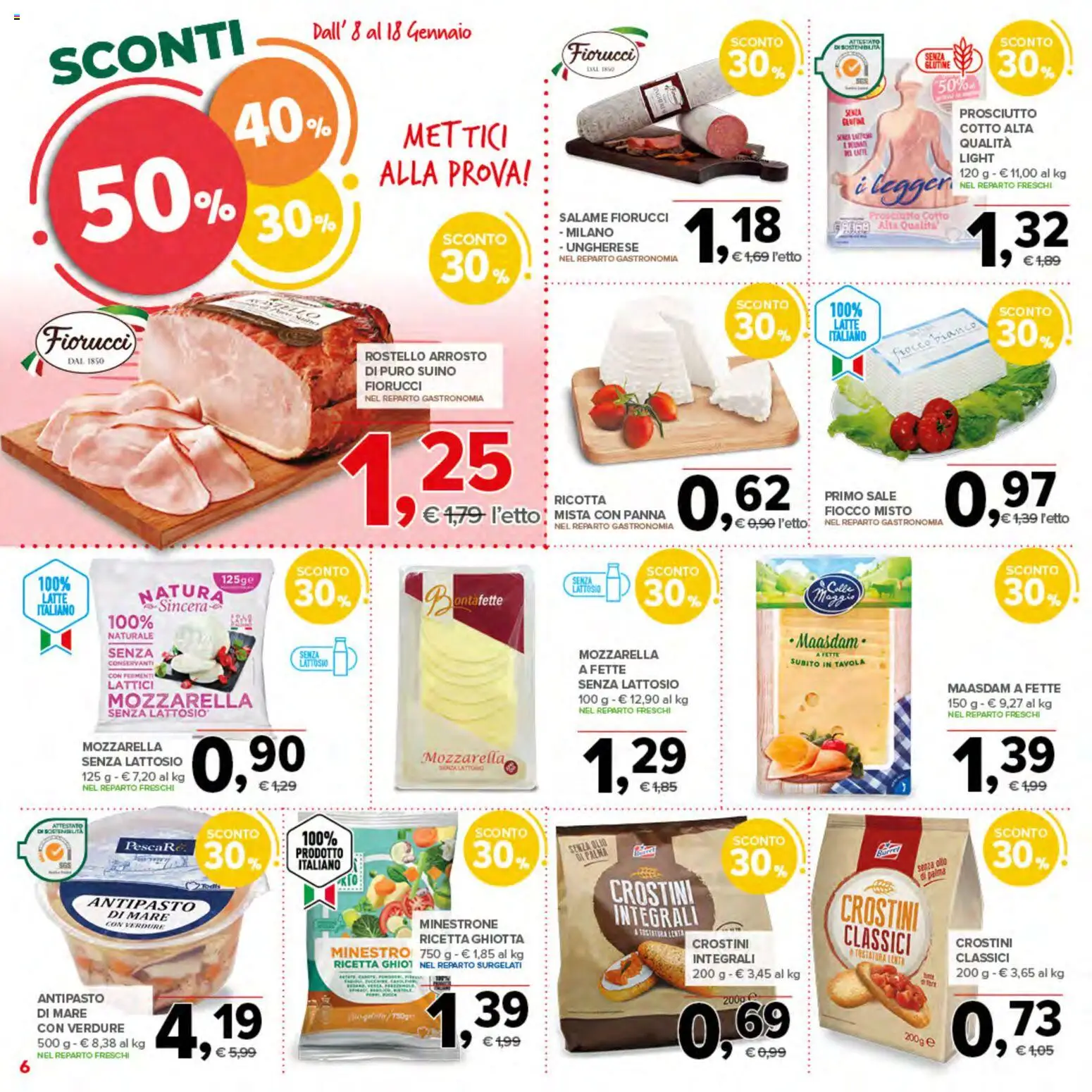 Volantino Todis del 08.01.2026 | Pagina: 6 | Prodotti: Arrosto, Salame, Olio, Crostini