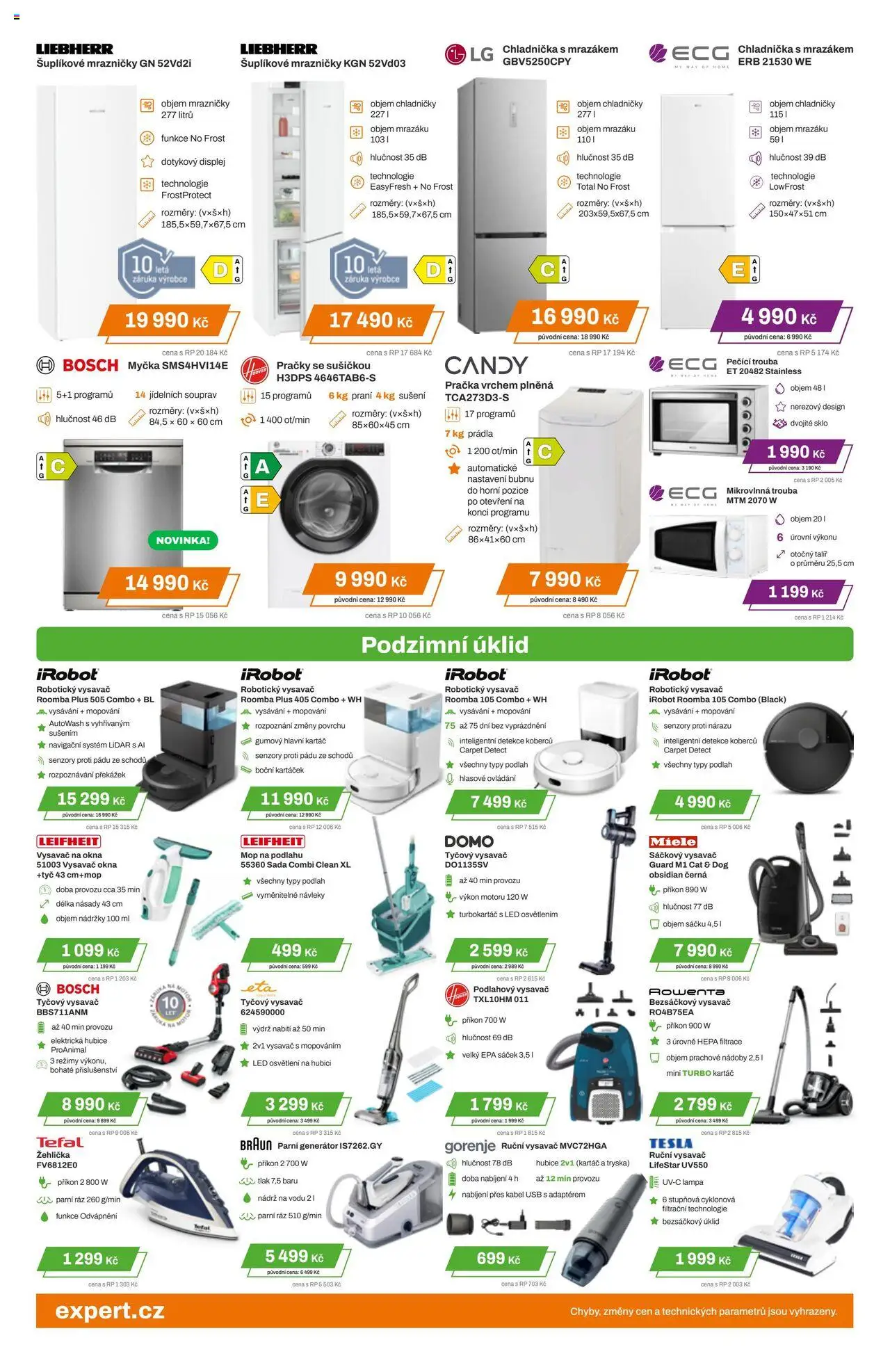 Expert elektro leták od 16.10.2025 | Strana: 2 | Produkty: Ruční vysavač, Myčka, Chladnička, Mop na podlahu