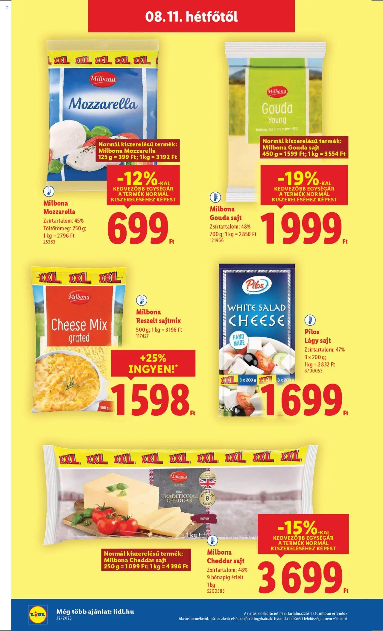 Lidl akciós ujság - amely érvényes a következő dátumtól: 07.08.2025 | Oldal: 54 | Termékek: Mozzarella, Gouda, Sajt, Cheddar