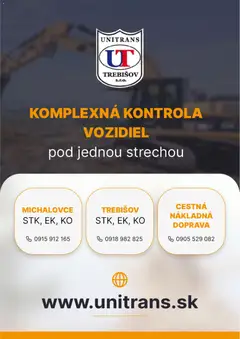 UNITRANS TREBIŠOV s.r.o. leták platný od 23.01.2026