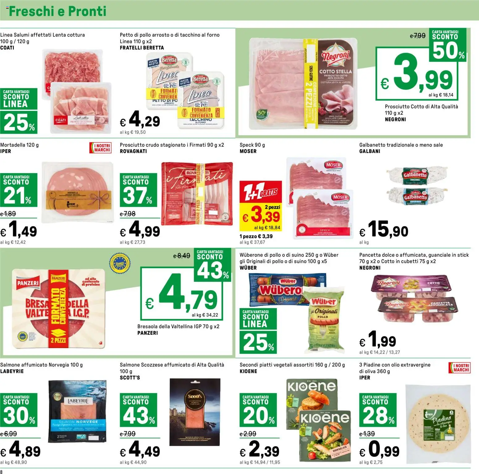 Volantino Iper del 16.01.2026 | Pagina: 8 | Prodotti: Arrosto, Sale, Piadina, Mortadella