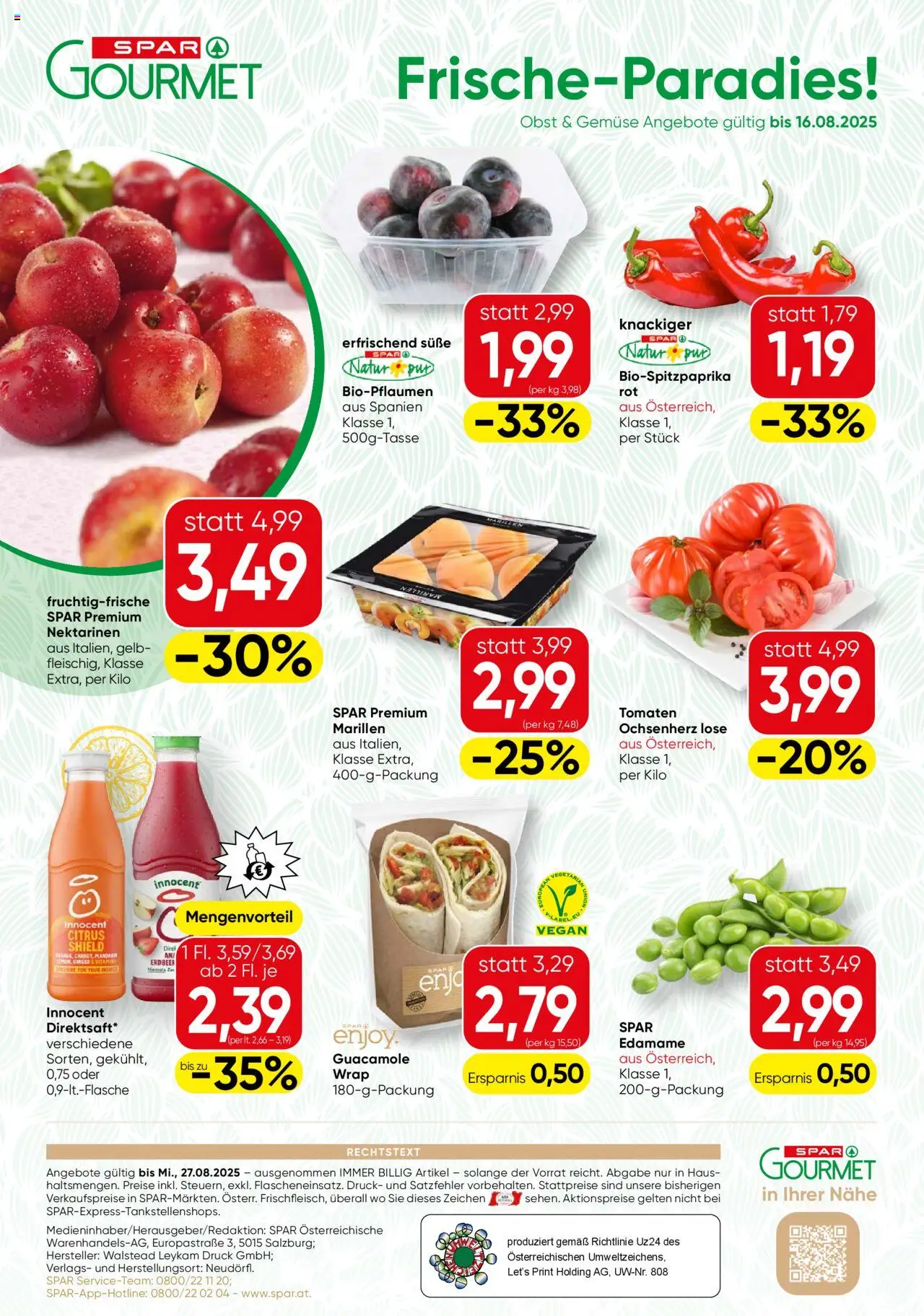 SPAR Gourmet Flugblatt gültig ab 14.08.2025 | Seite: 12 | Produkte: Gemüse, Obst, Tomaten