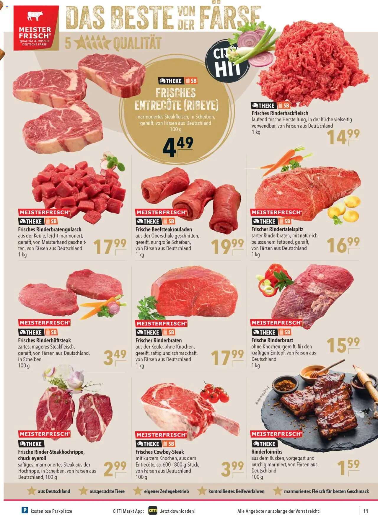 CITTI Markt Prospekt 	 - gültig ab dem 30.07.2025 | Seite: 11 | Produkte: Theke, Küche, Entrecote, Steak