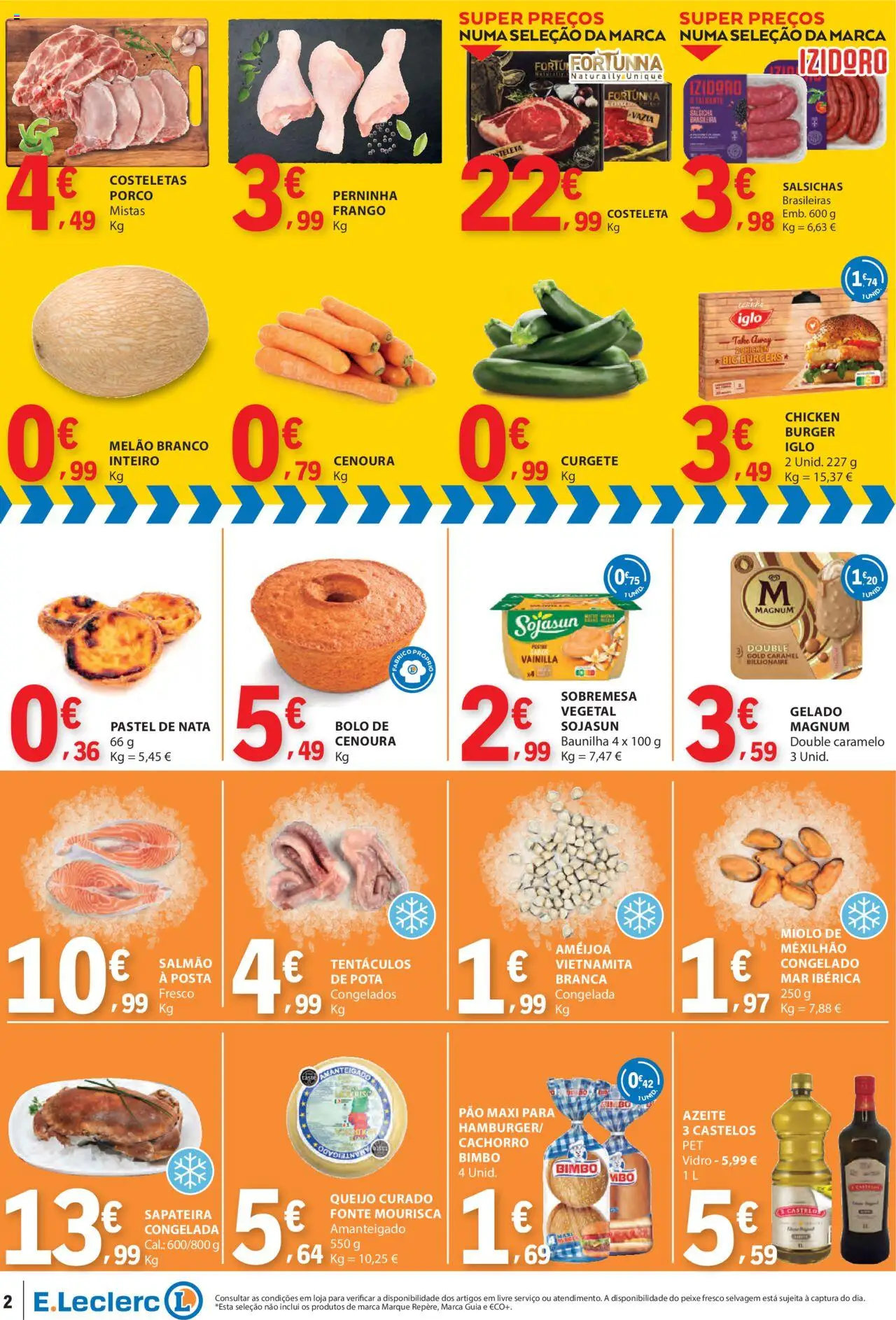 E.Leclerc Catálogo Fim de Semana │ válido de 01.08.2025 | Página: 2 | Produtos: Gelado, Queijo, Pão, Peixe