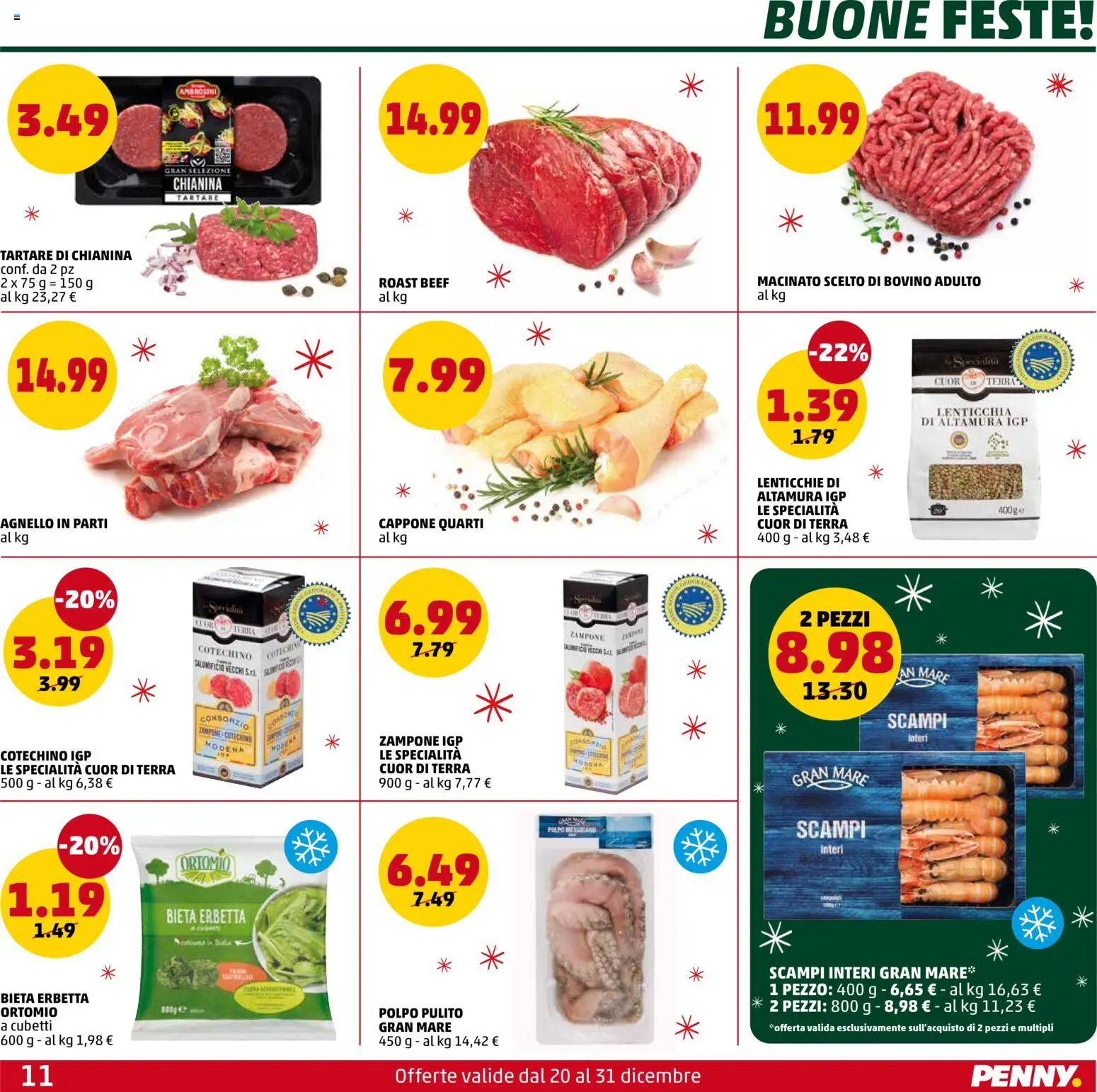 Volantino PENNY del 20.12.2025 | Pagina: 11 | Prodotti: Bovino, Lenticchie, Agnello, Macinato