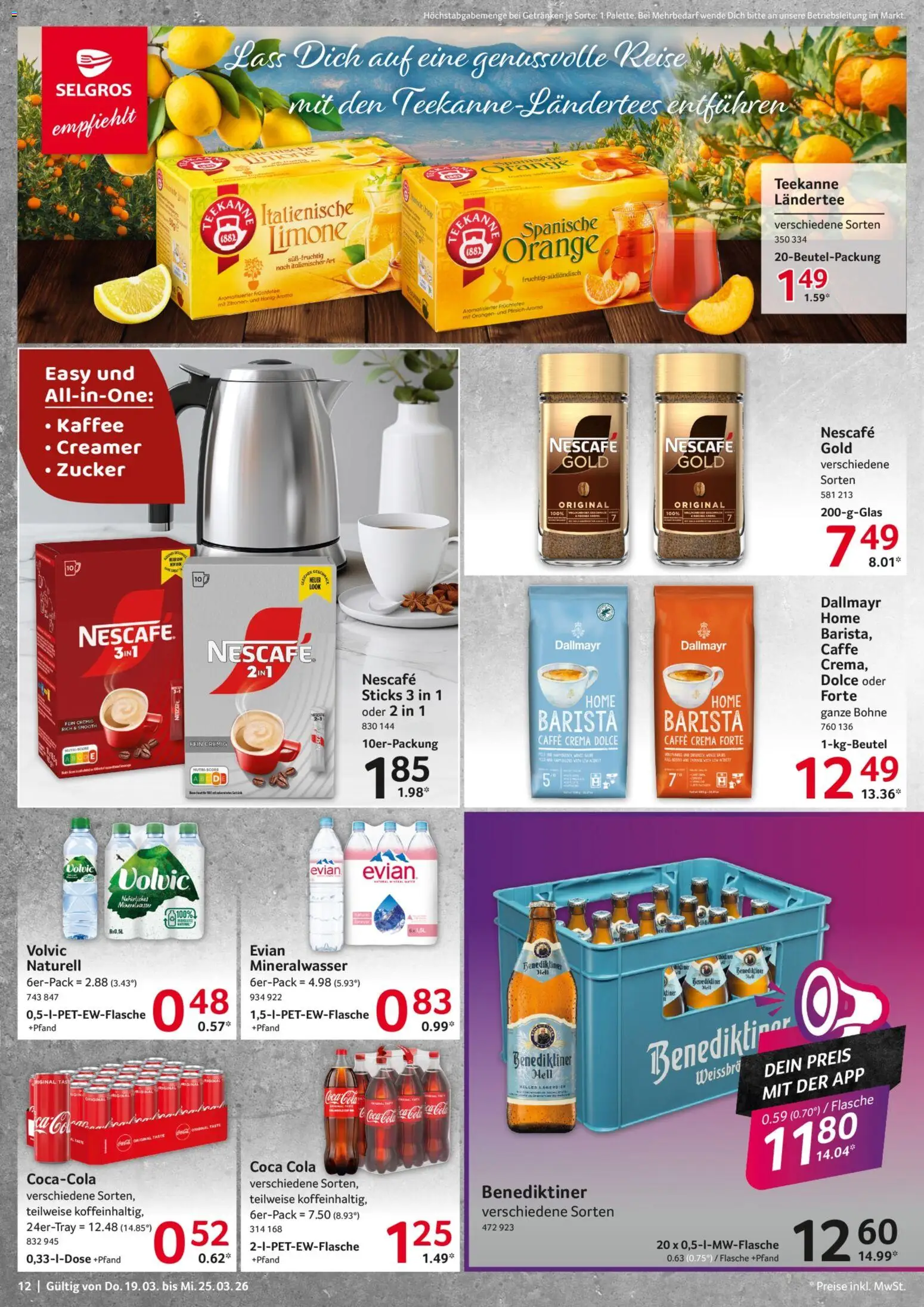 Selgros Prospekt 	 – gültig ab 19.03.2026 | Seite: 12 | Produkte: Coca cola, Kaffee, Dallmayr, Teekanne