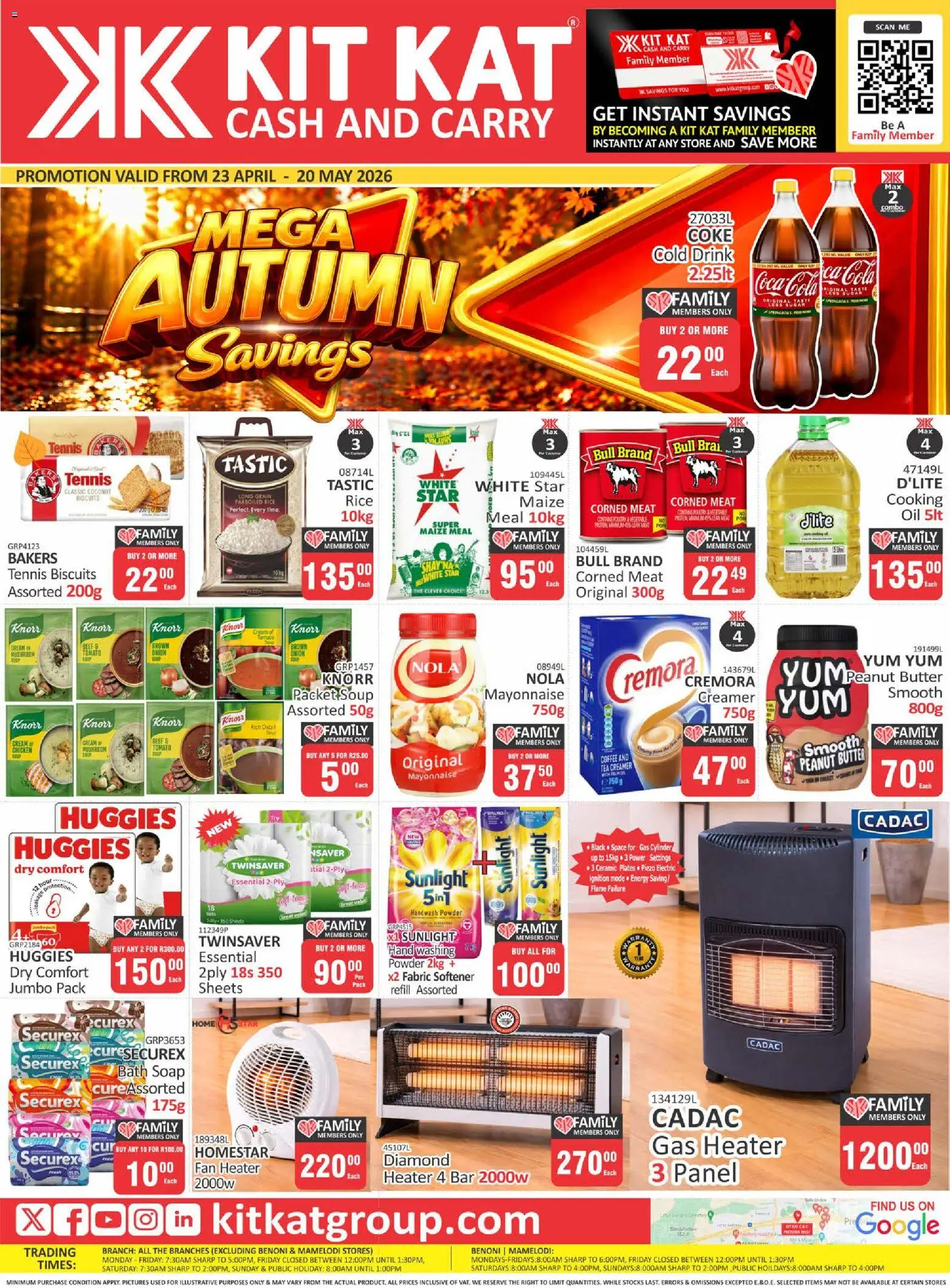 New KIT KAT Cash & Carry catalogue – valid from 23.04.2026 | Page: 1 | Products: Corned meat, Handwash, Fan heater, Mayonnaise