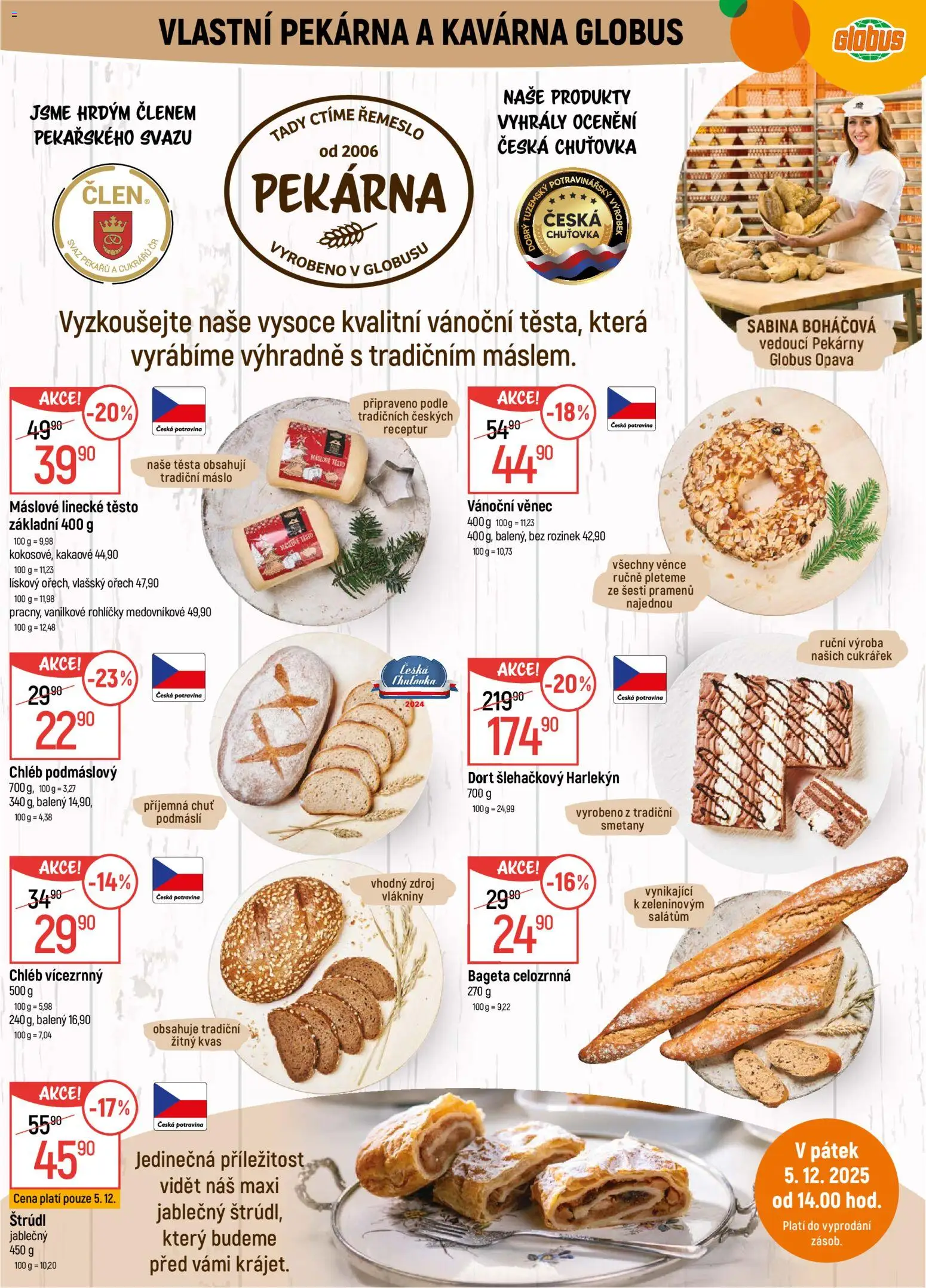 Globus leták - Opava od 03.12.2025 | Strana: 6 | Produkty: Máslo, Pekárna, Dort, Těsto