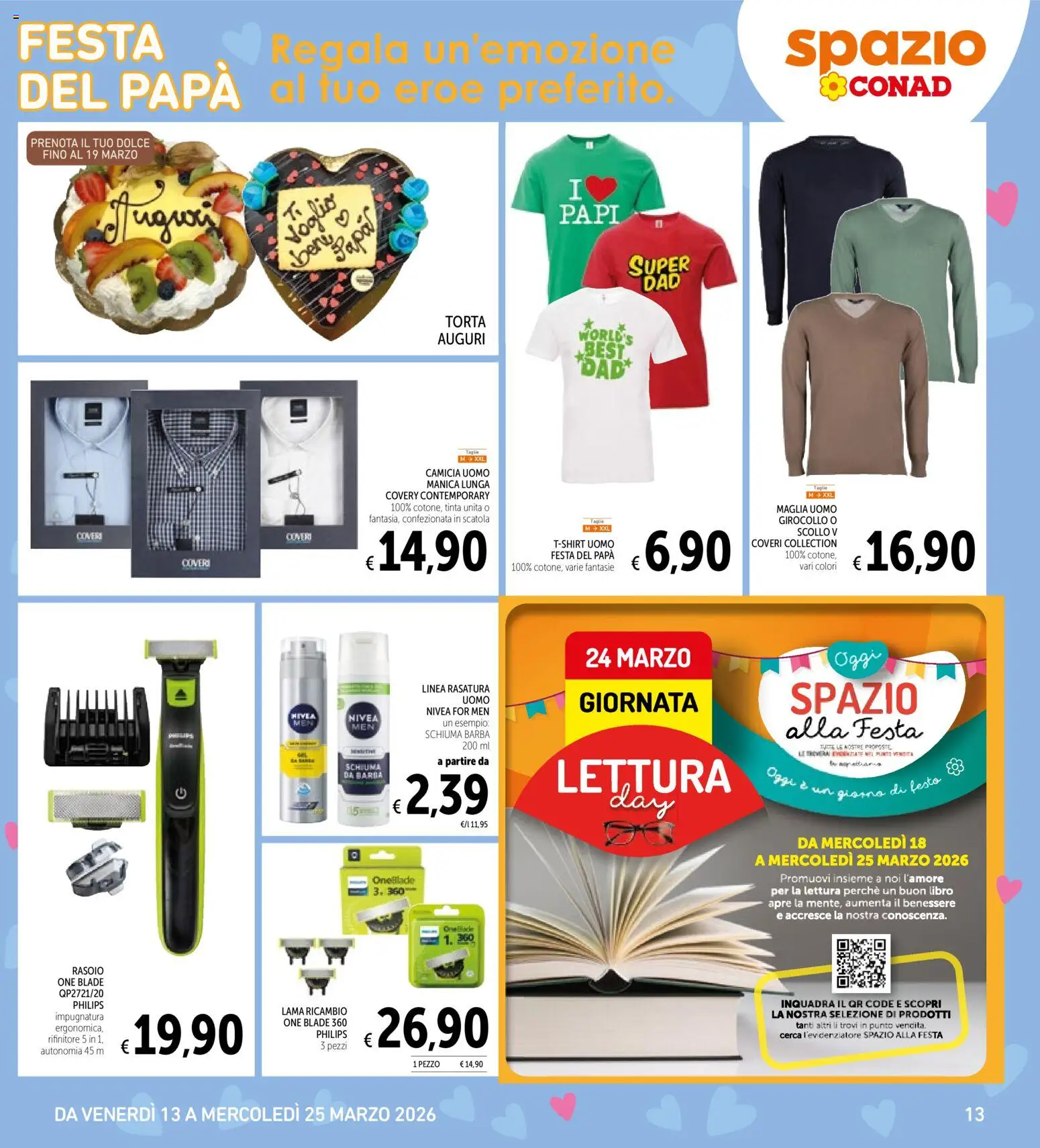 Volantino Spazio Conad del 13.03.2026 | Pagina: 13 | Prodotti: Schiuma da barba, Rasoio, Camicia, Scatola