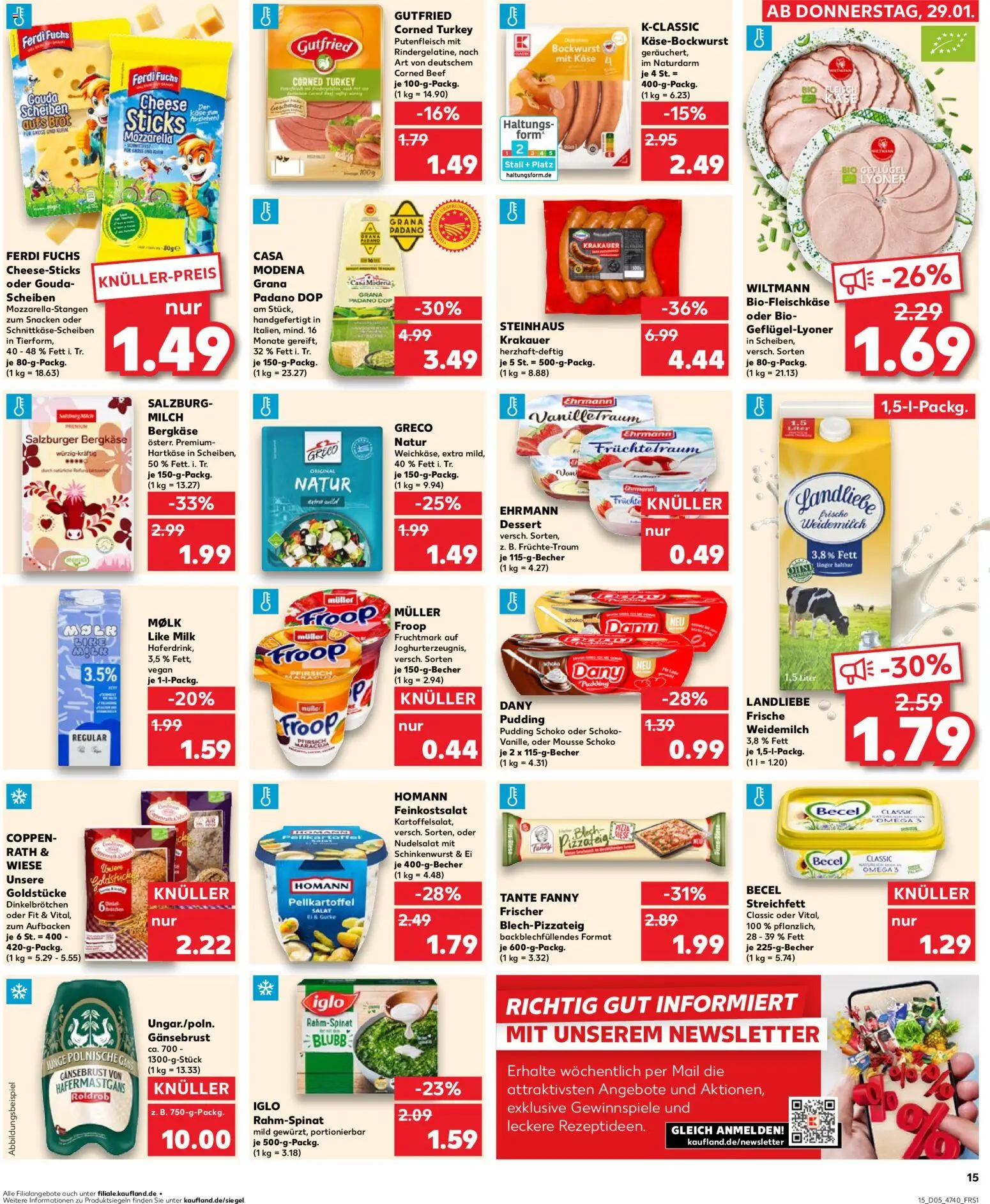 Kaufland prospekt Hannover	 – gültig ab 29.01.2026 | Seite: 15 | Produkte: Käse, Mozzarella, Gouda, Iglo