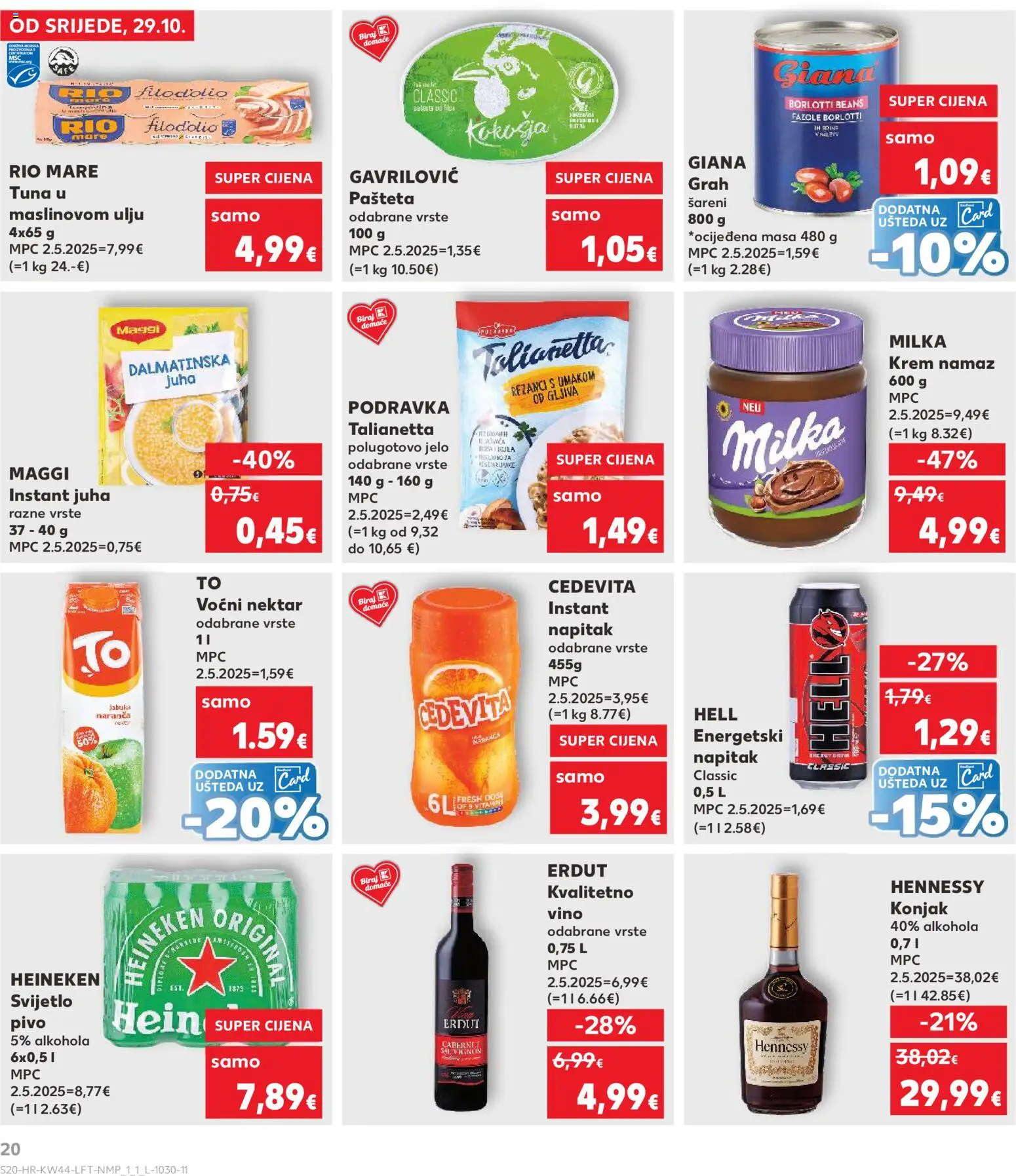 Kaufland katalog | vrijedi od 29.10.2025 | Stranica: 20 | Proizvodi: Hell, Heineken, Juha, Cedevita