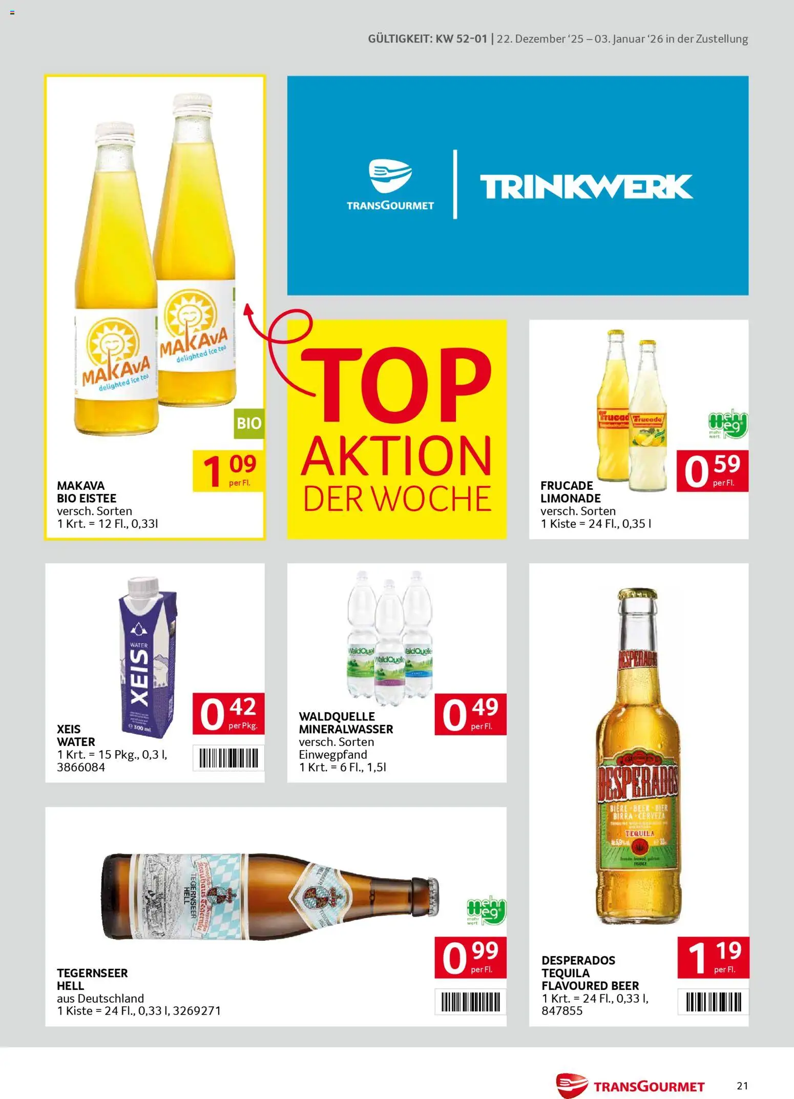 Transgourmet Zustellaktion gültig ab 22.12.2025 | Seite: 21 | Produkte: Bier