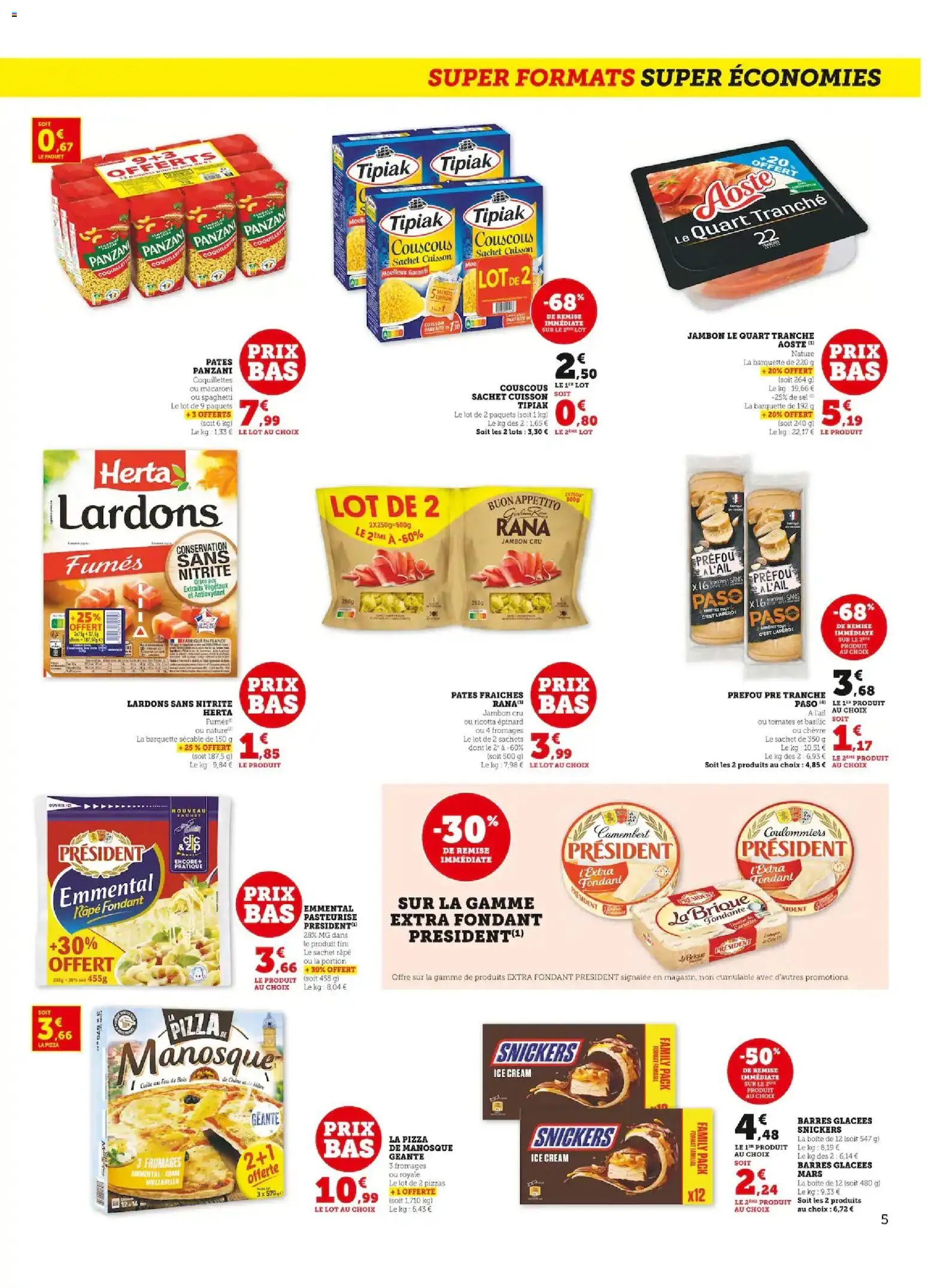 {H1} | Page: 5 | Produits: Pâtes fraîches, Sel, Couscous, Pizza