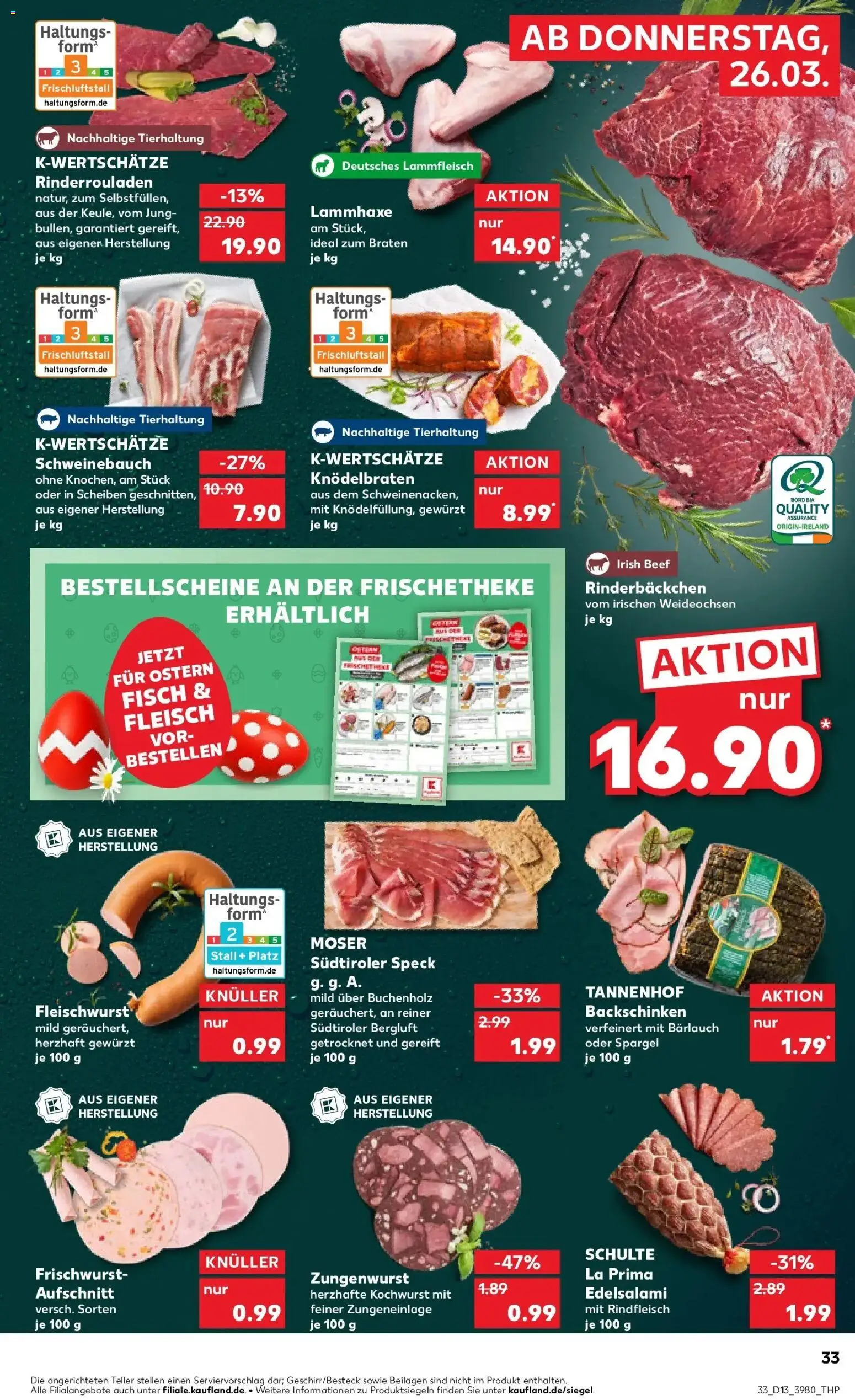 Kaufland Prospekt Alzey	 – gültig ab 26.03.2026 | Seite: 33 | Produkte: Schweinebauch, Fisch, Rindfleisch, Fleisch