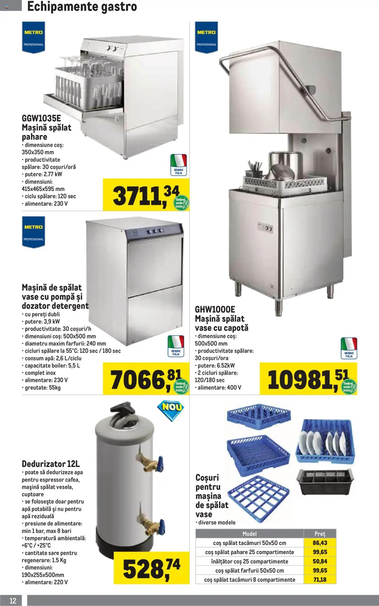 Metro catalog - Soluții Nealimentare pentru HoReCa – valabil de la 01.07.2025 | Pagină: 12 | Produse: Mașină De Spălat, Mașină De Spălat Vase, Coș, Detergent