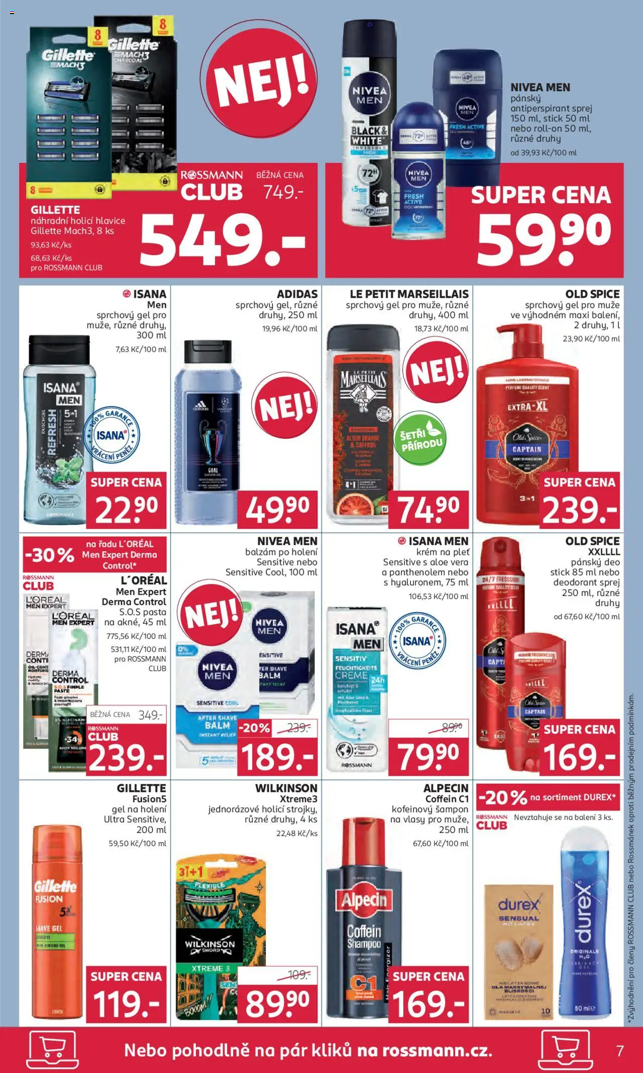 Rossmann leták od 27.08.2025 | Strana: 7 | Produkty: Deodorant, Aloe vera, Durex, Gillette Mach3