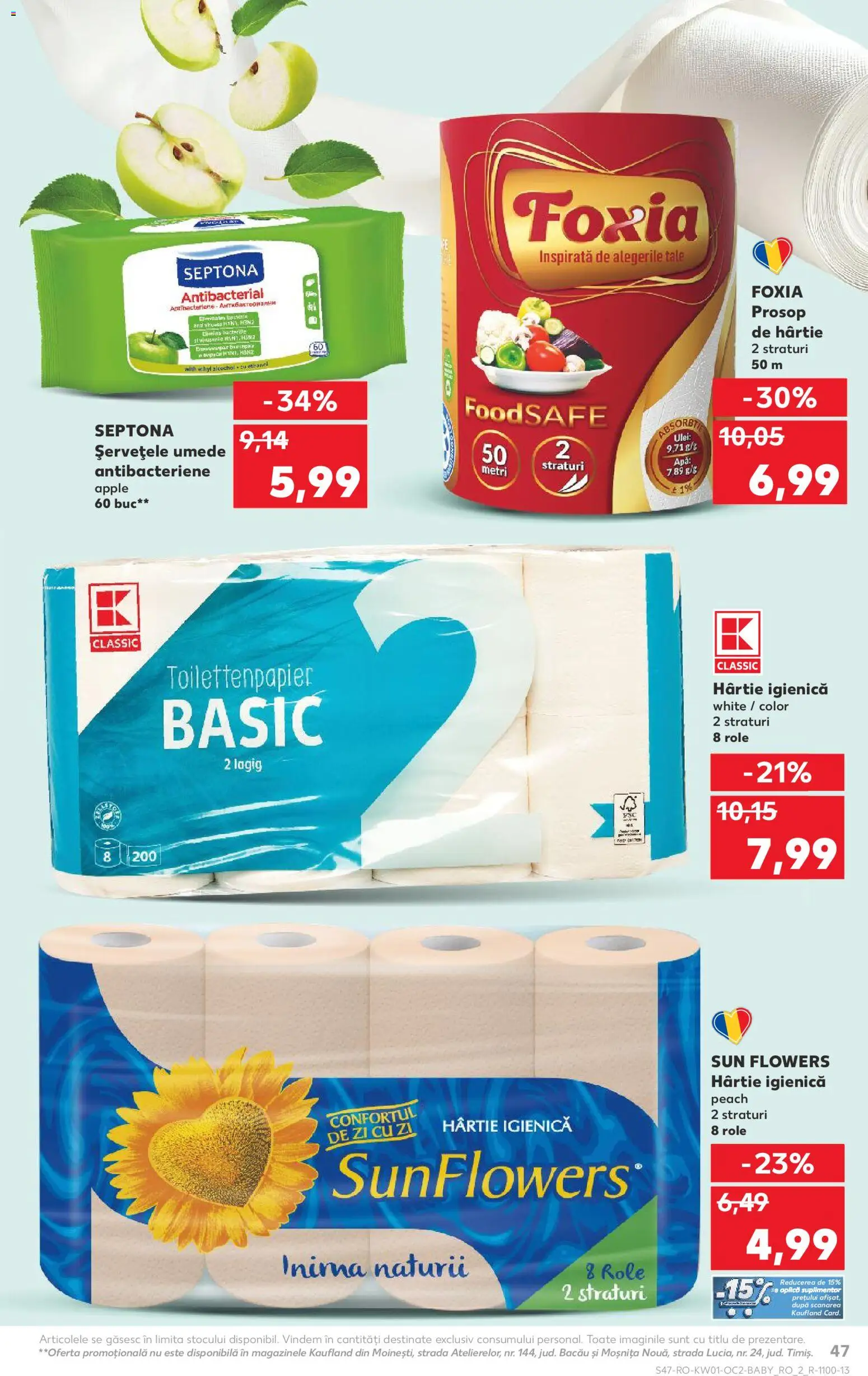 Noul catalog Kaufland – valabil de la 31.12.2025 | Pagină: 47 | Produse: Role, Apple, Ulei, Șervețele umede