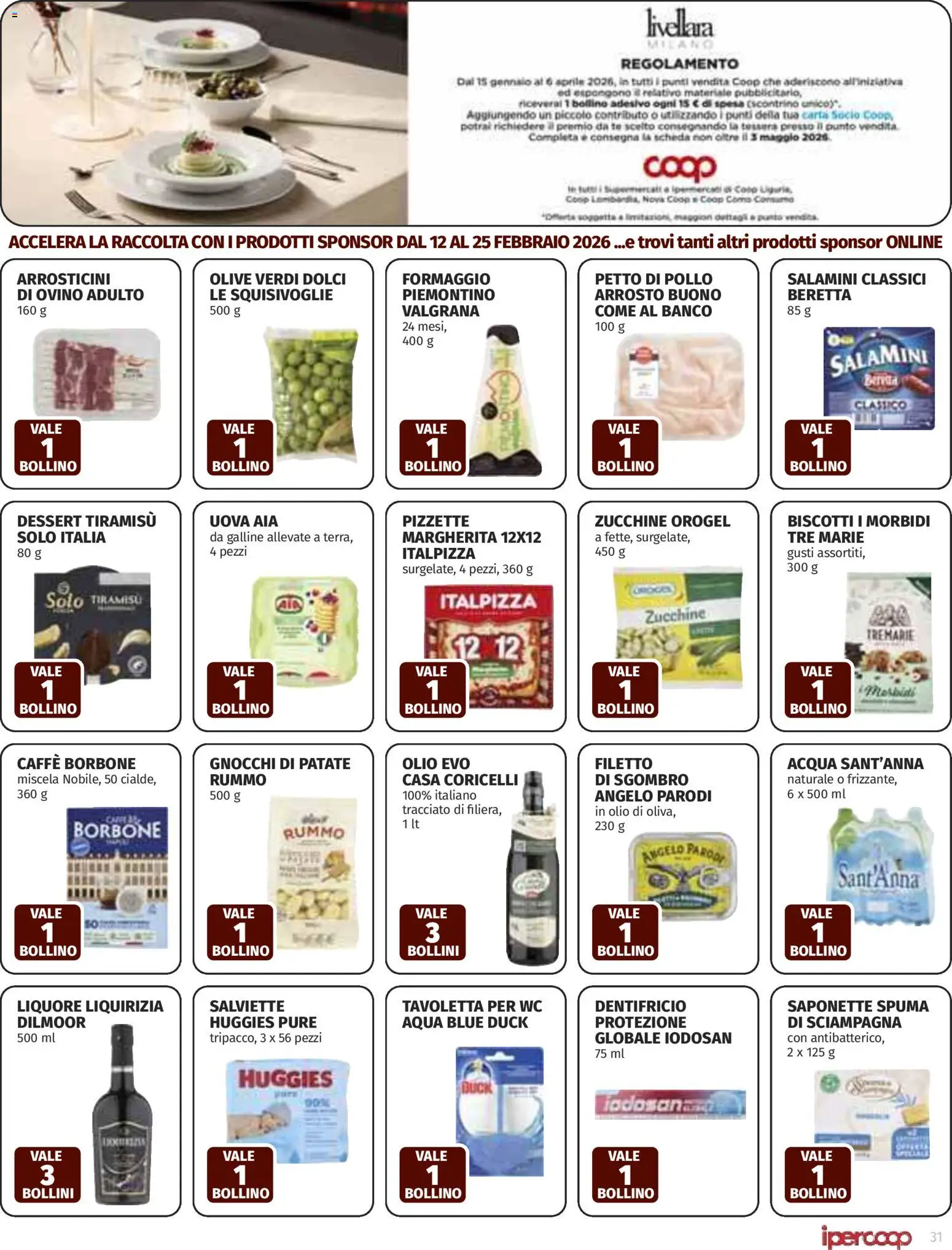 Volantino Ipercoop del 12.02.2026 | Pagina: 31 | Prodotti: Biscotti, Patate, WC, Ovino