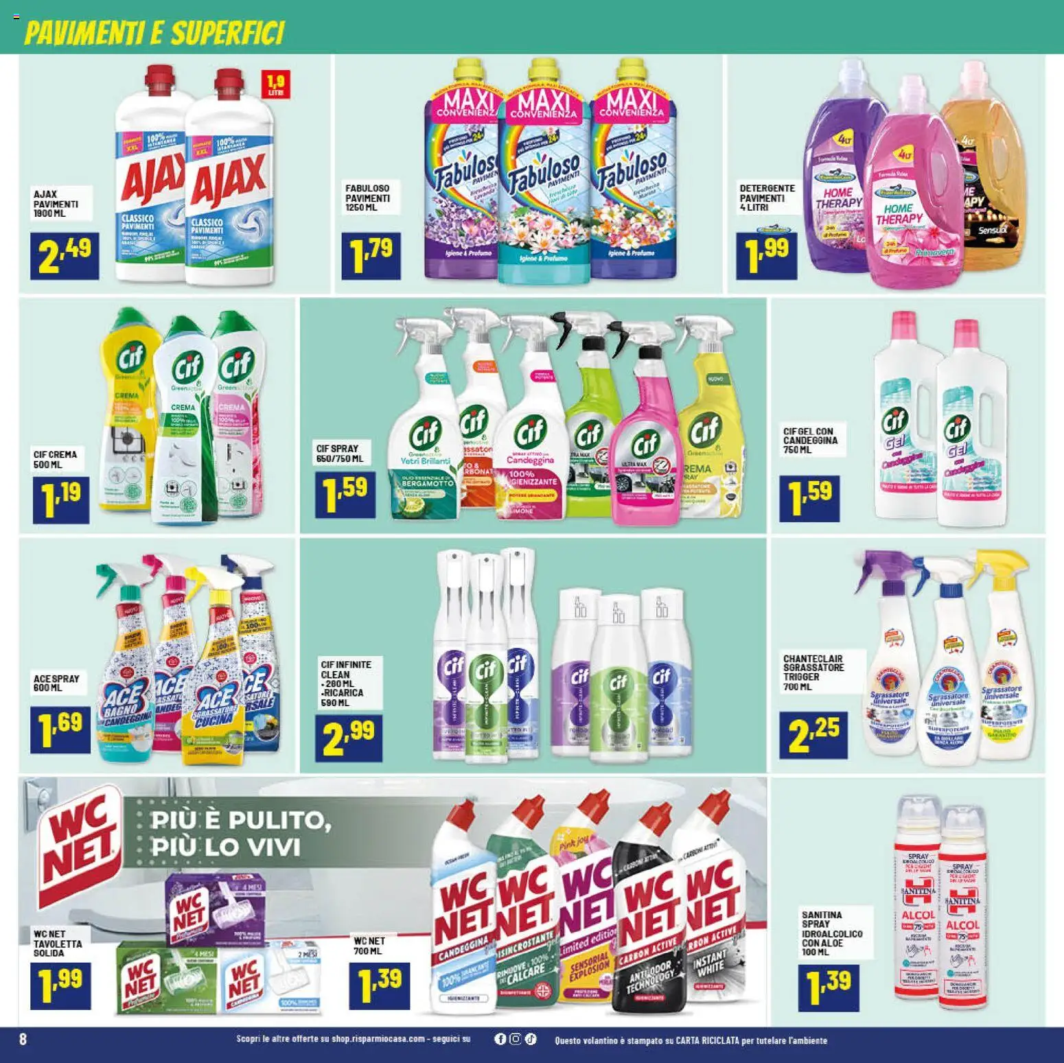 Volantino RisparmioCasa del 26.02.2026 | Pagina: 8 | Prodotti: Crema, Detergente, Sgrassatore, WC