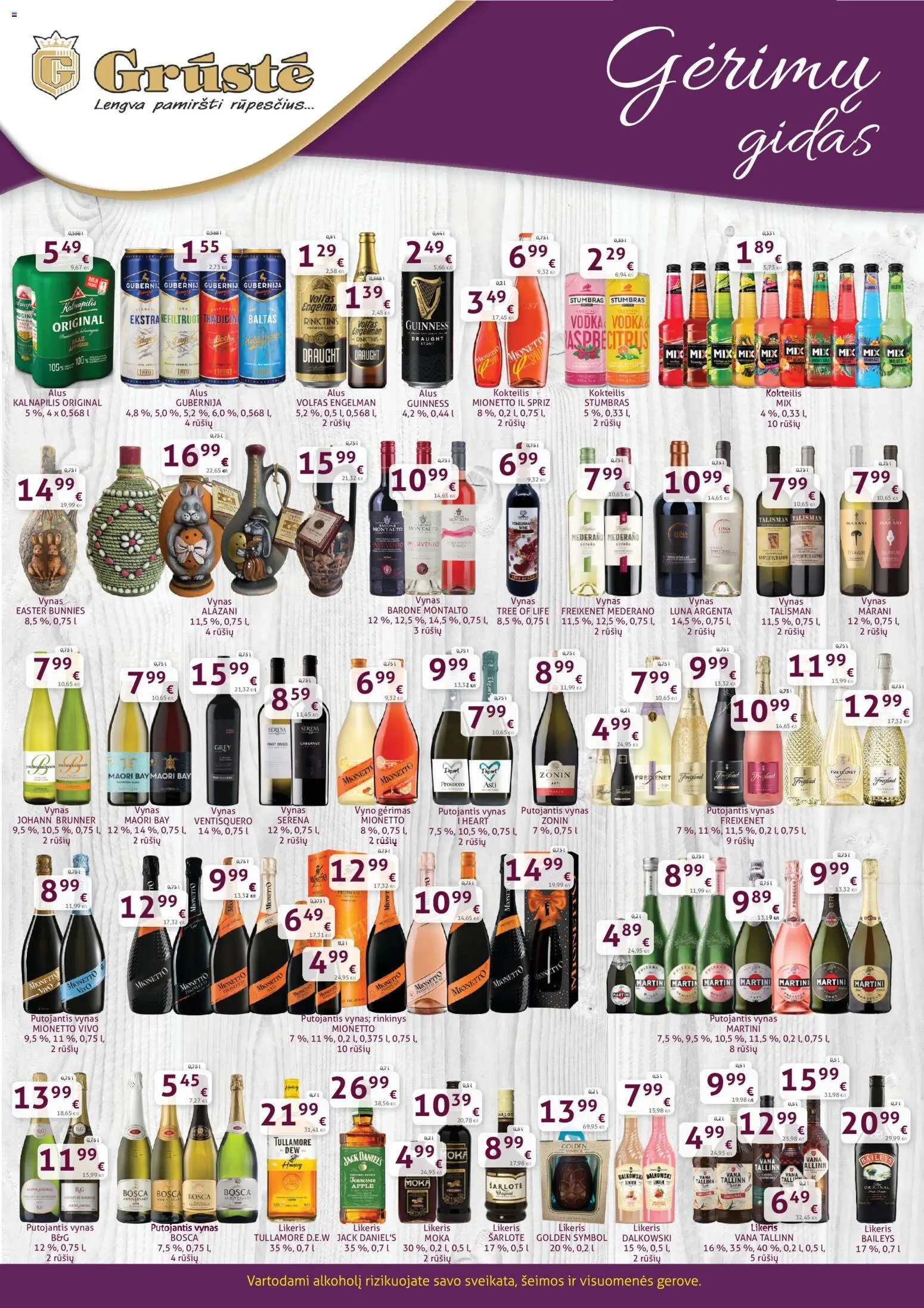 GRUSTE akcijos nuo 01.04.2026 | Puslapis: 1 | Prekių: Vynas, Alus